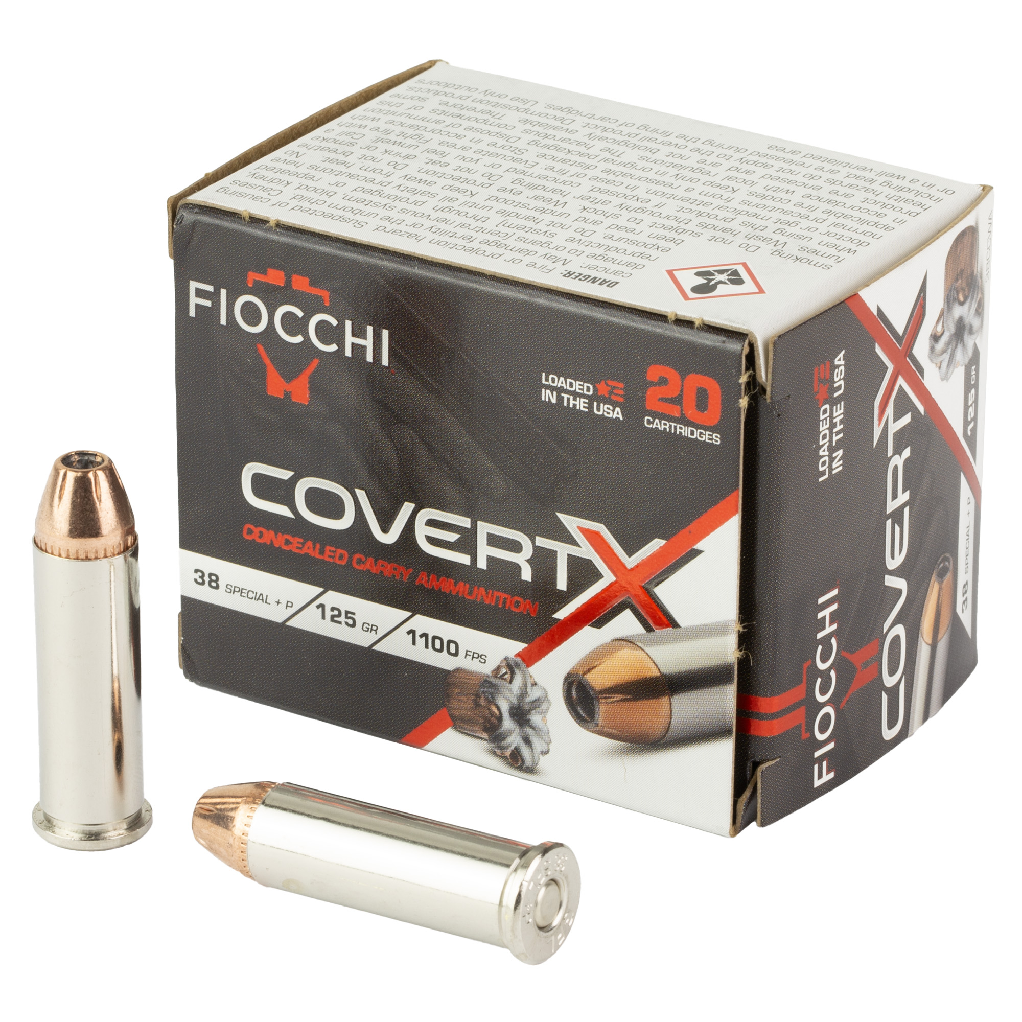 Fiocchi Covert X 38 Special +p 125 Gr Jhp 20 Rd Box