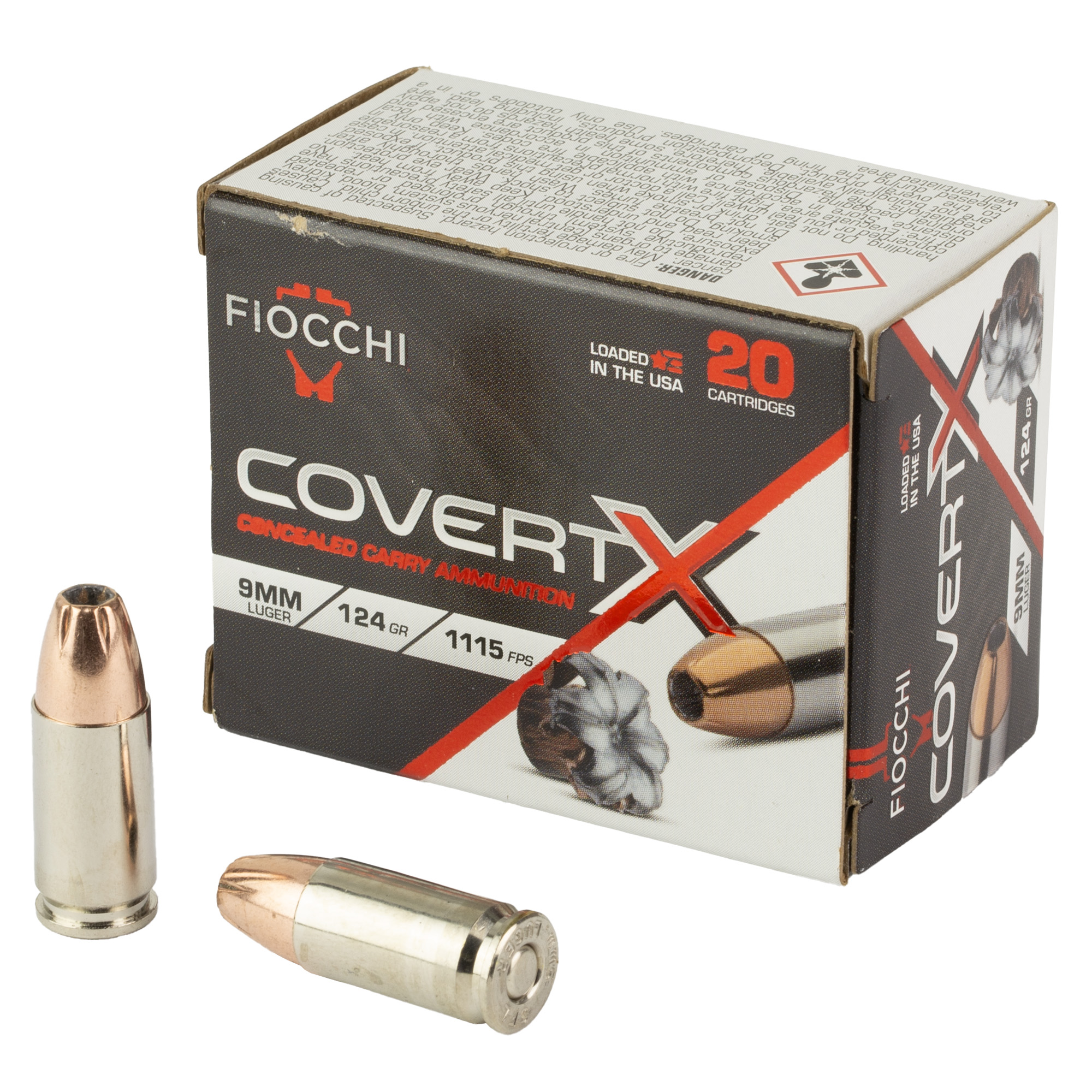 Fiocchi Covert X 9MM 124GR Jhp 20 Rounds