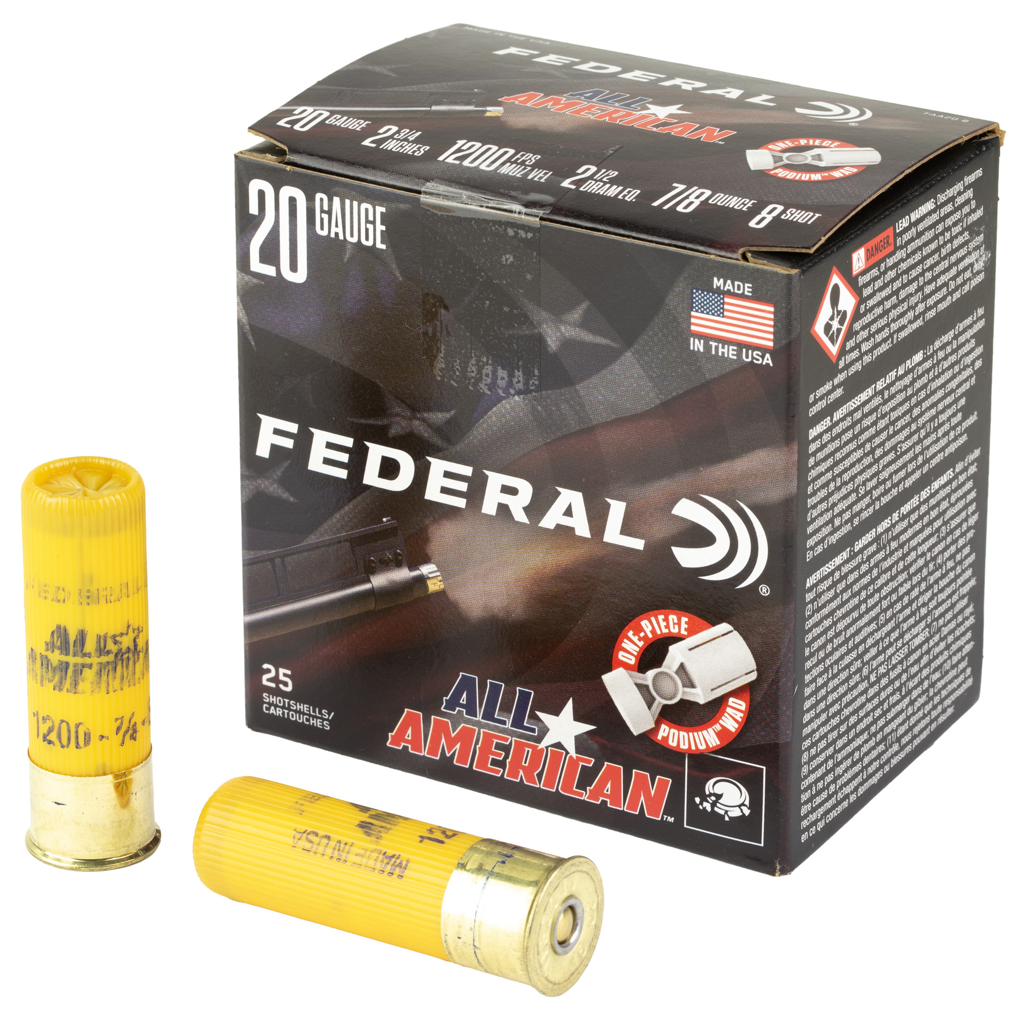 Federal All American 20GA 2.75 7/8OZ 25 Rounds