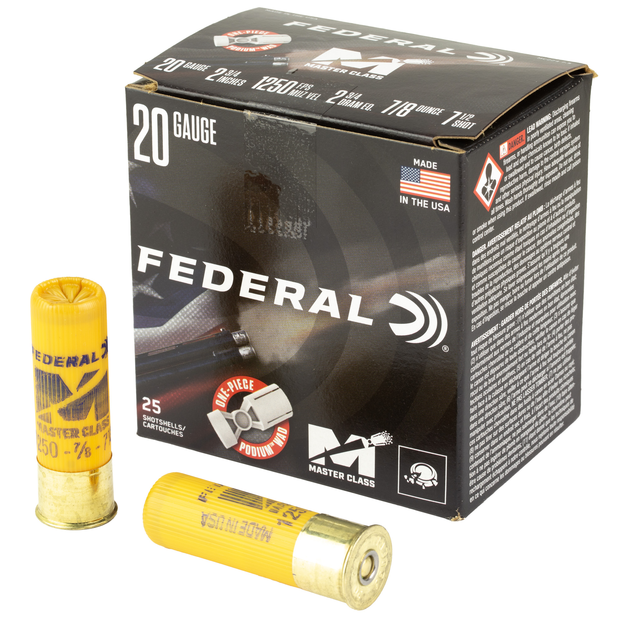 Federal Master Class 20GA 2.75 7/8OZ 7.5 Shot 25 Rounds