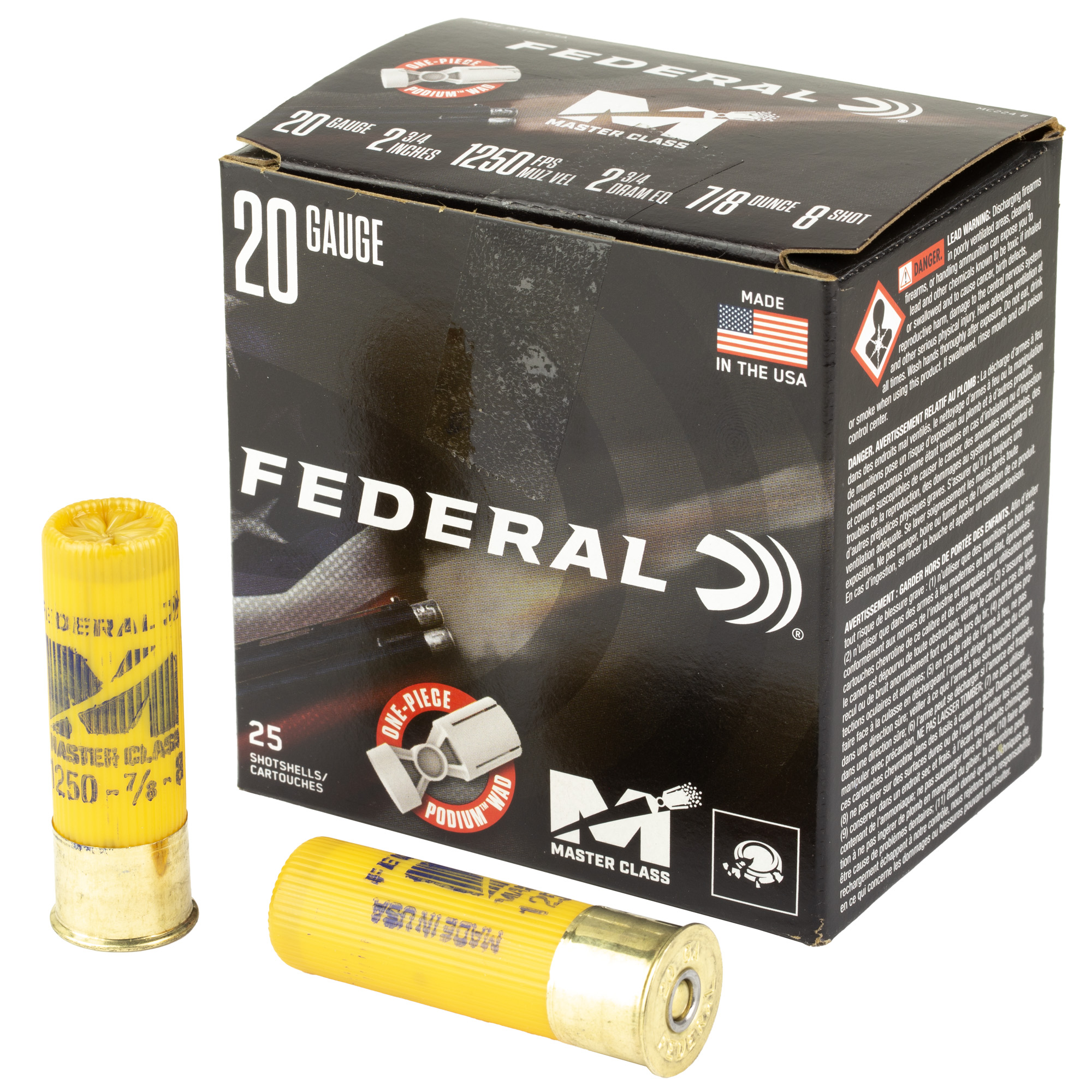 Federal Master Class 20GA 2.75 7/8OZ 8 25 Rounds