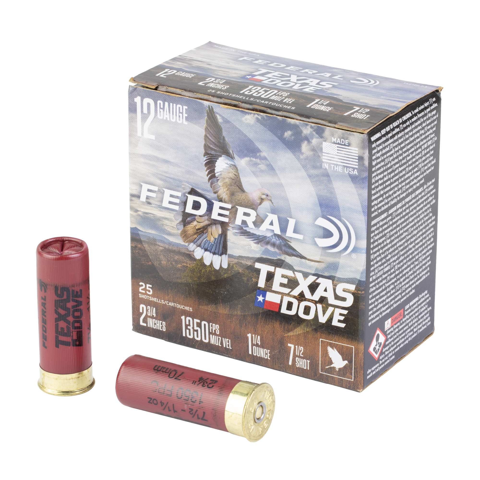 Federal Texas Dove 12GA 2.75 7.5 1 1/4OZ Shot Shell Ammunition