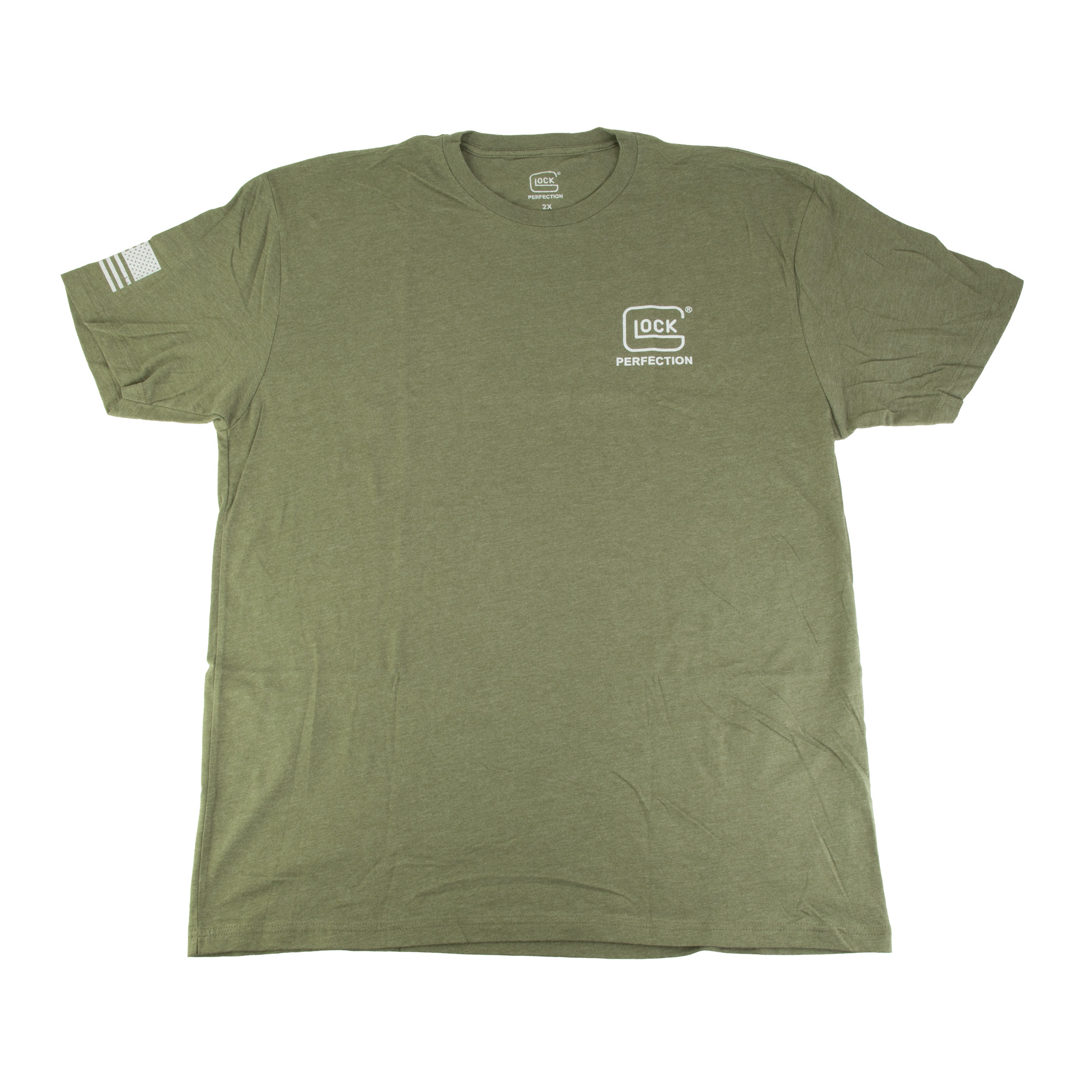 Glock Oem Perfection Flag Tee Short Sleeve 2XL Olive Drab Green