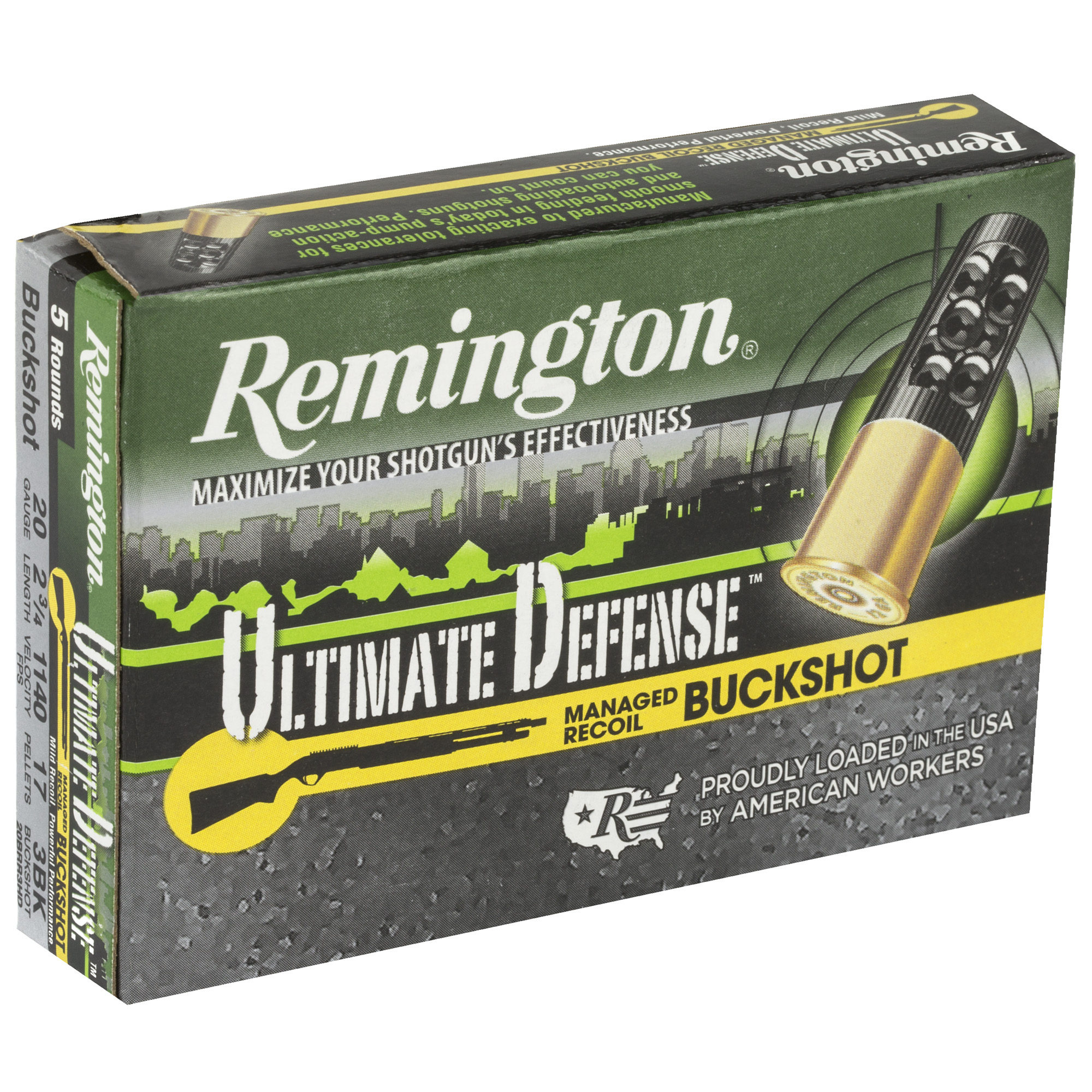 Remington Ultimate Defense 20GA 2.75 17 Pellets Buckshot 5RD - Image 2