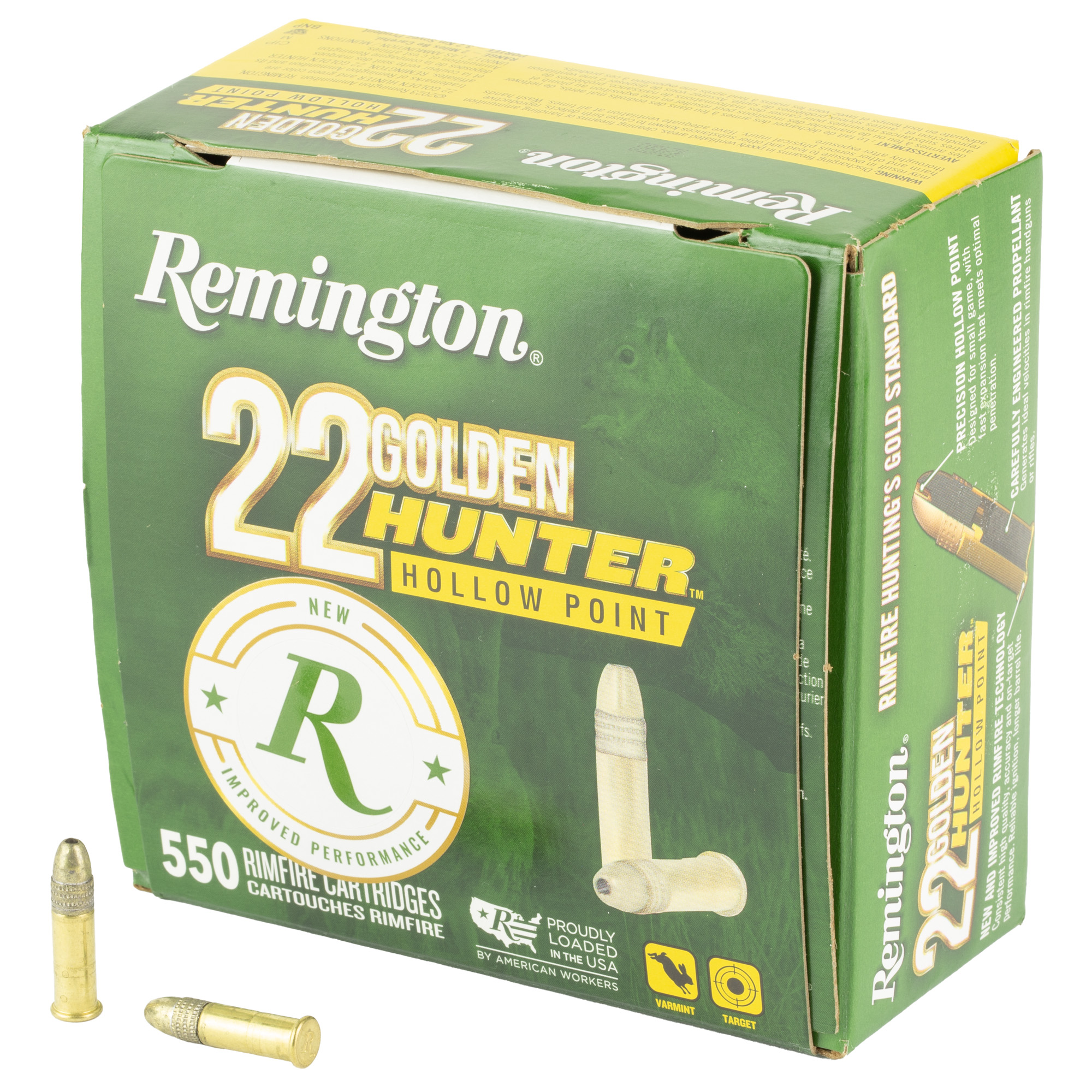 Remington Golden Hunter 22LR 40GR Plated Hollow Point Ammo 550RD
