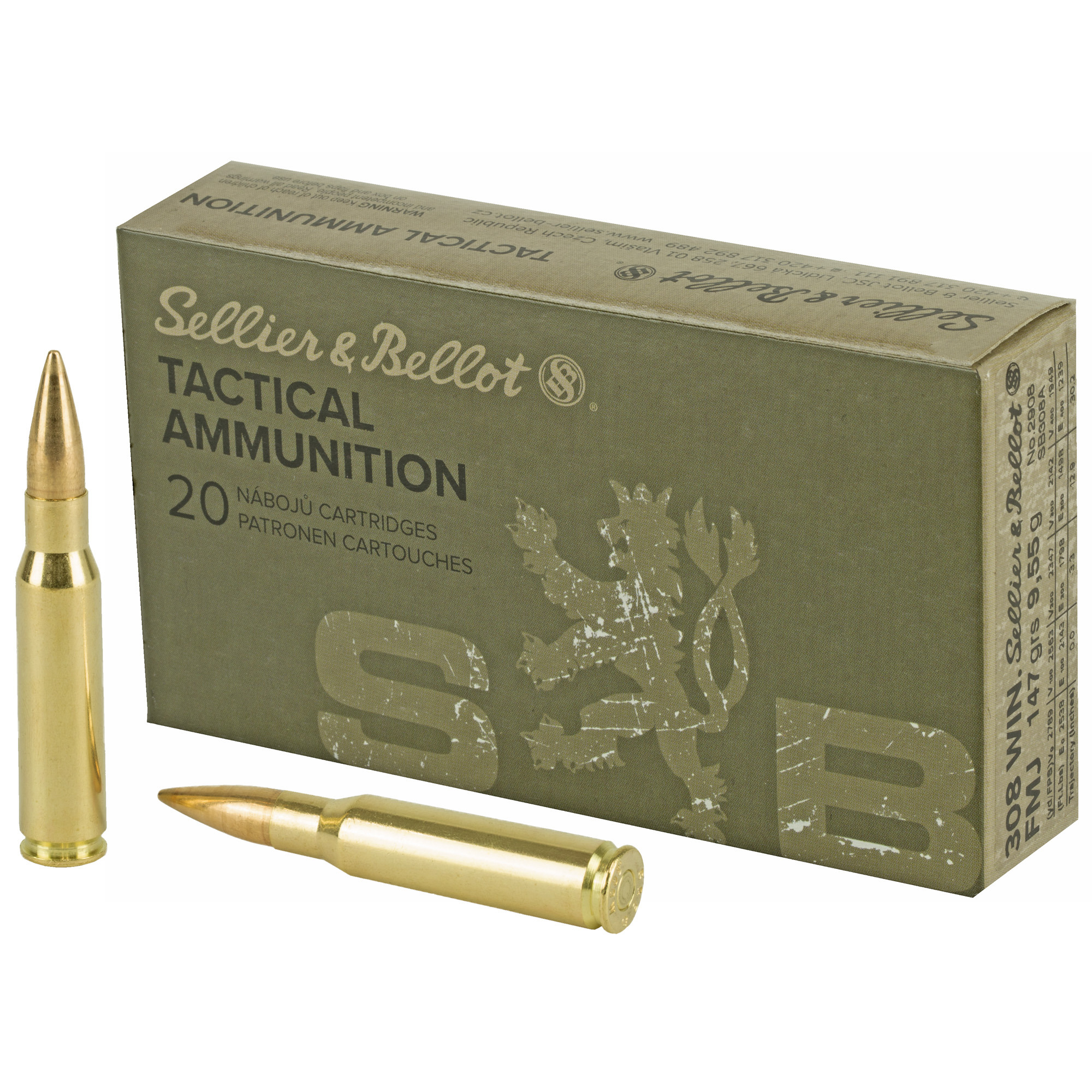 Sellier & Bellot 308 Winchester 147 Gr. Fmj 20 Rd