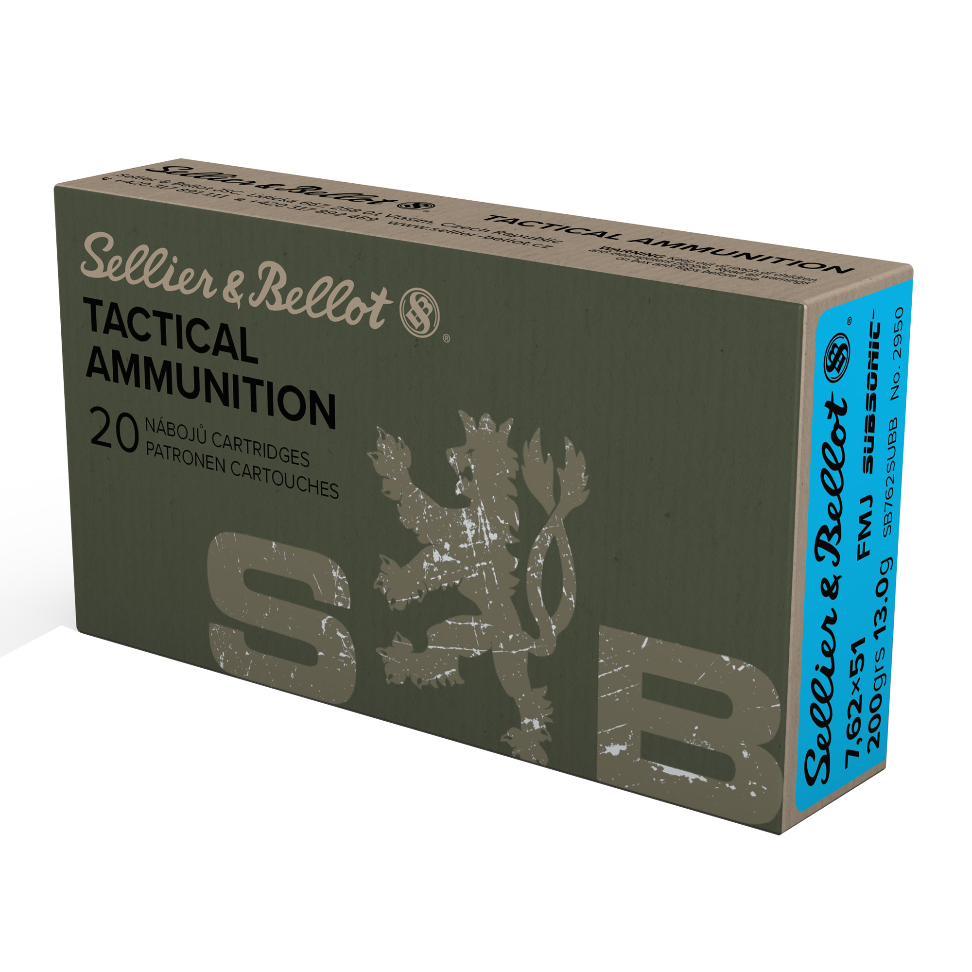 Sellier & Bellot 308WIN 200GR Subsonic Fmj 20/25