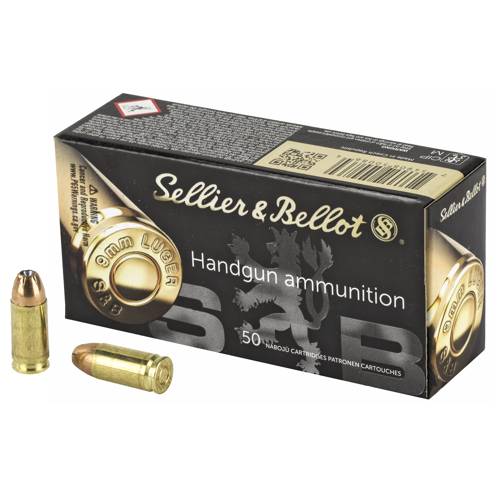 Sellier & Bellot 9MM 124GR Jacketed Hollow Point 50RD 20BX/CS