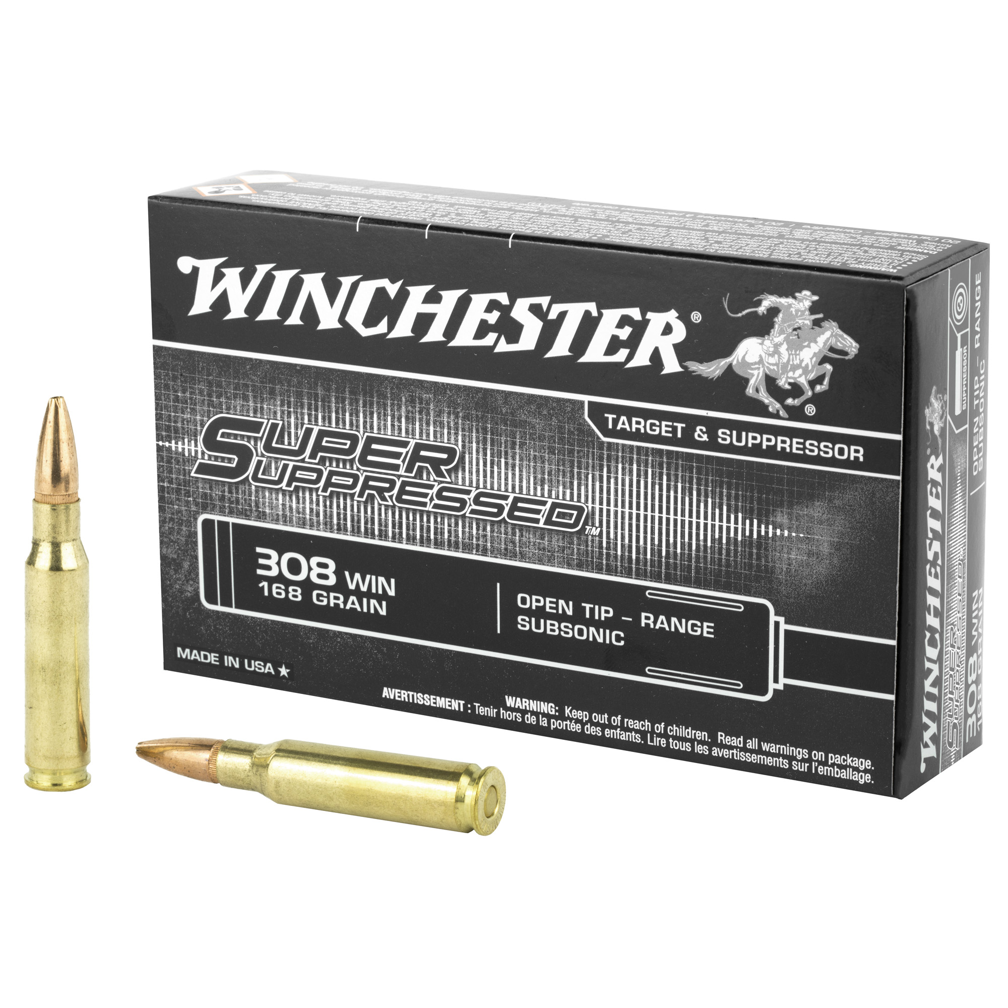 Winchester Super Suppressed 308 Win 168 Gr Open Tip 20 Rounds Ammo