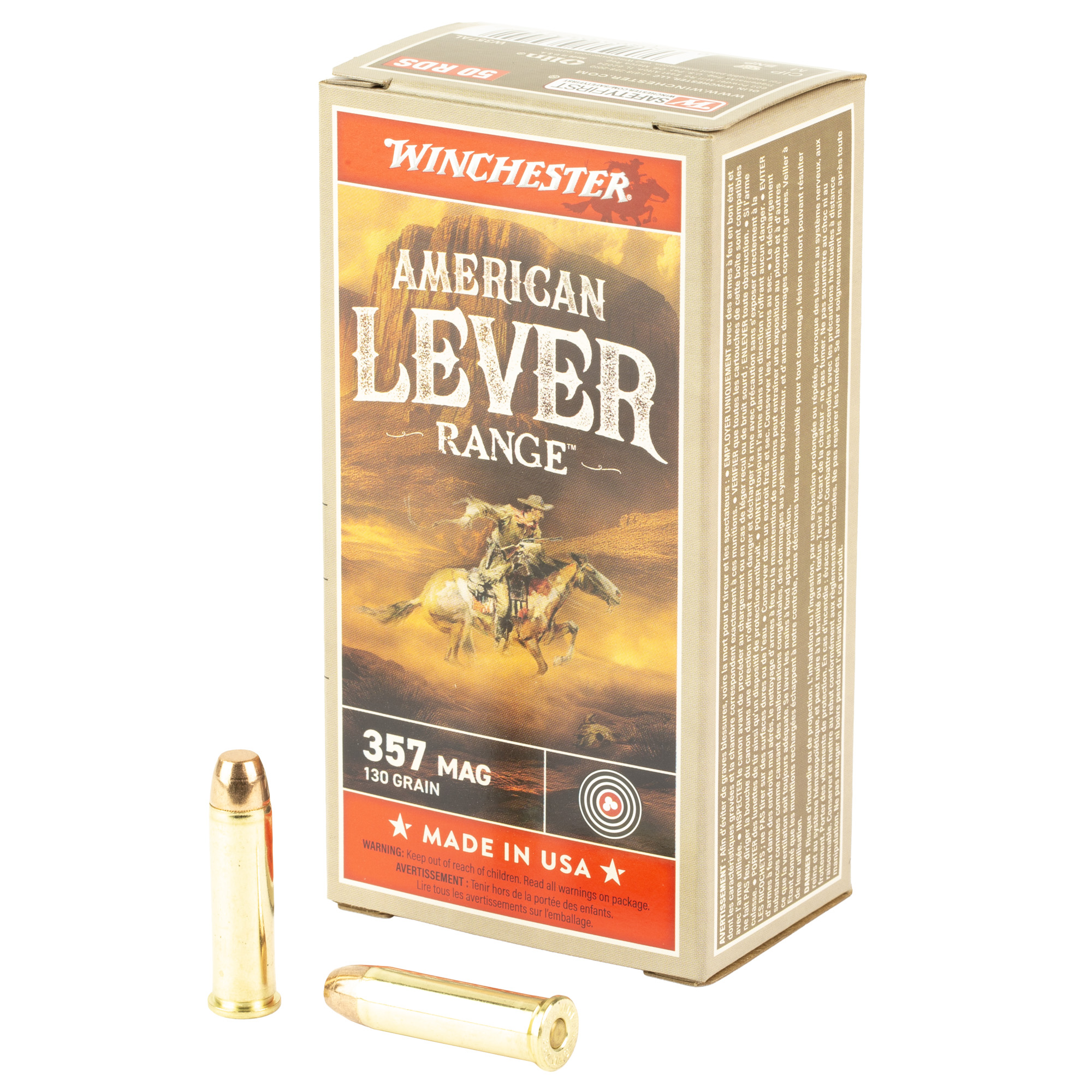 Winchester American Lever 357 Mag 130 Gr Full Metal Jacket 50 Rounds