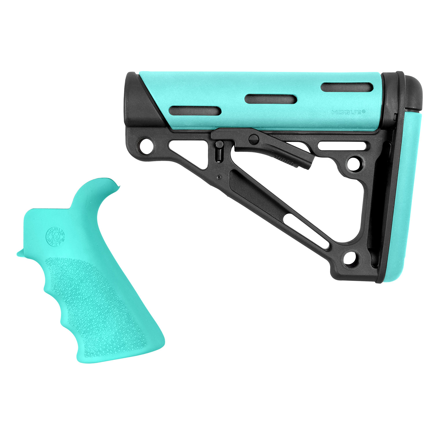 Hogue 13455 AR15 Overmolded Stock Kit With Grip - Aqua