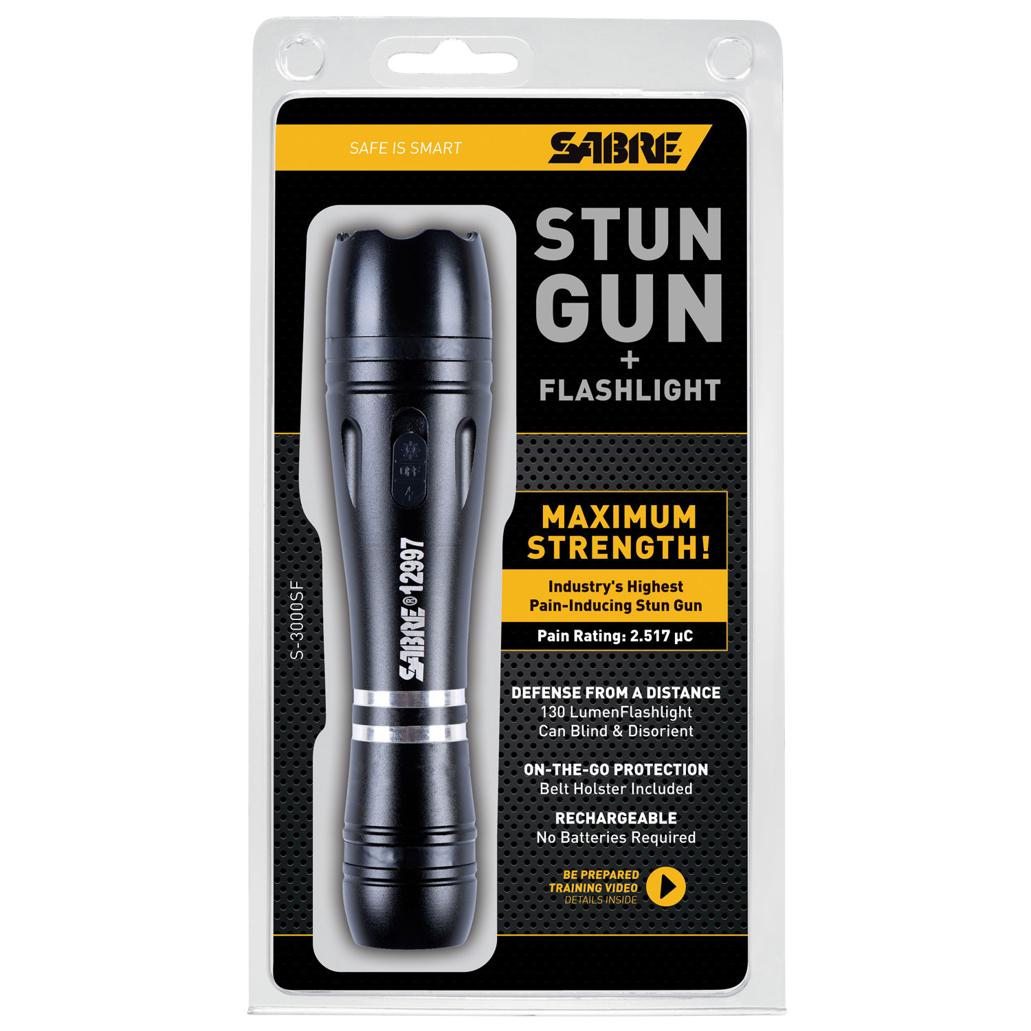 Sabre S3000SF Tactical Stun Gun With Flashlight Black 2.51 Uc - Image 2