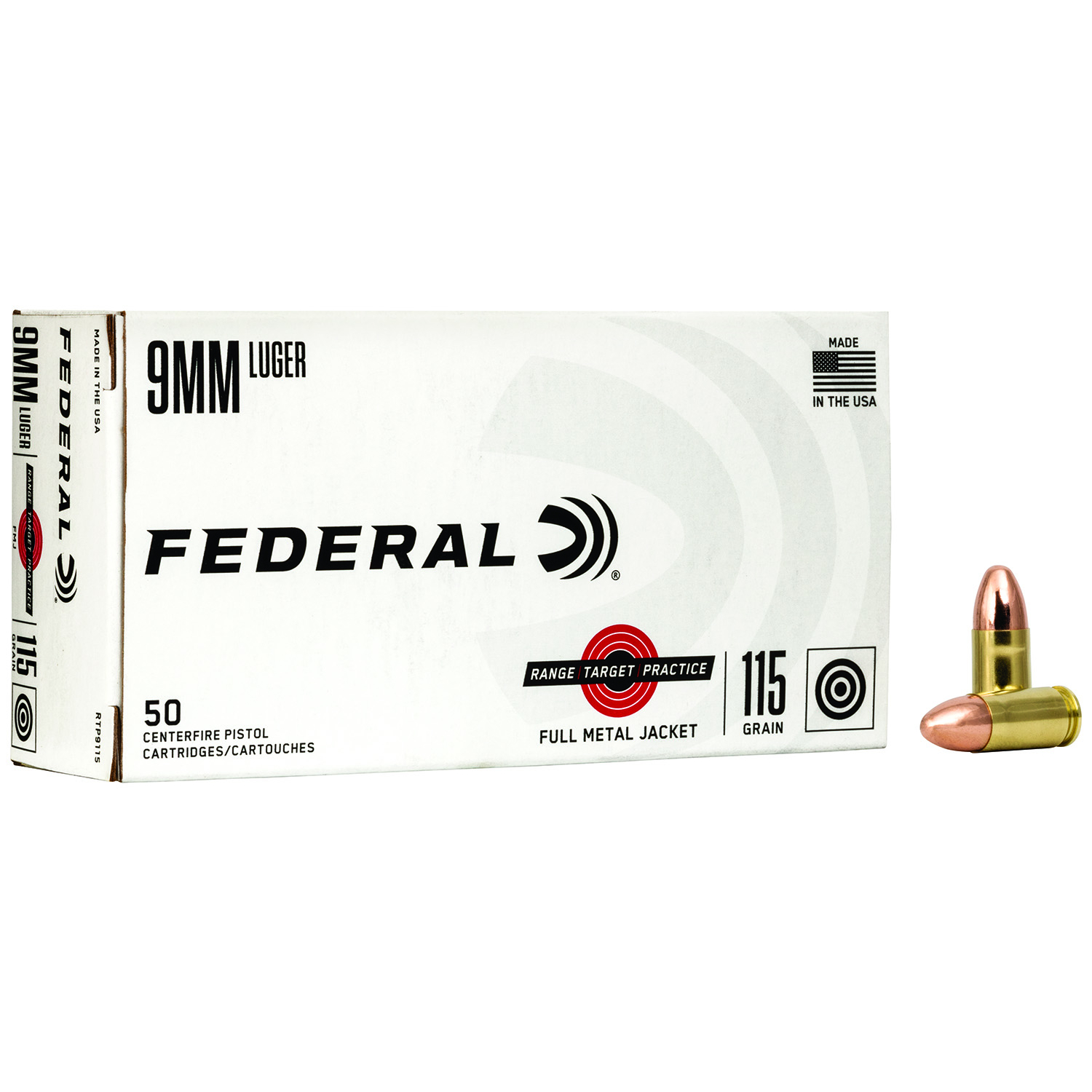 Federal RTP9115 9MM 115GR Fmj Range Target 50/20