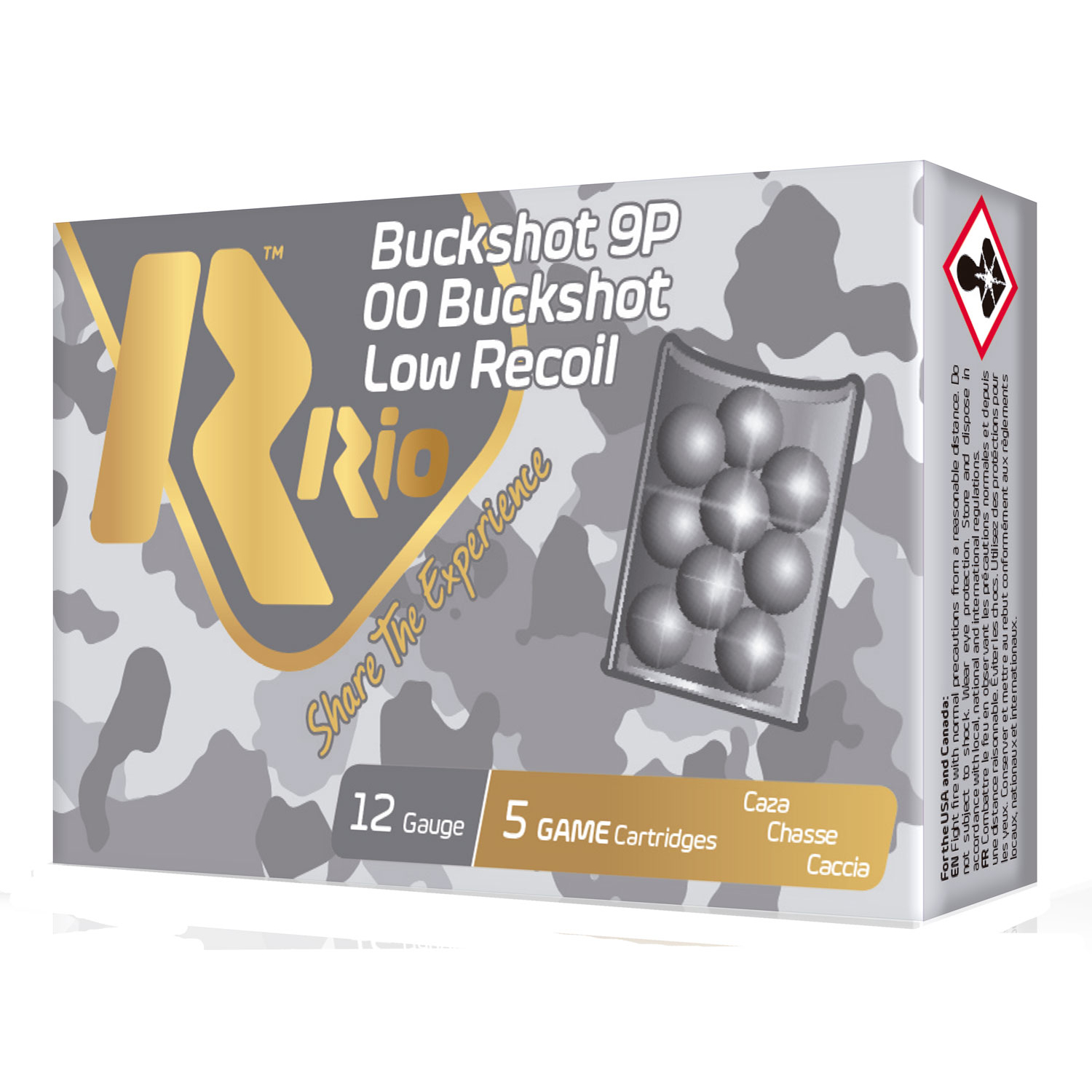 Rio Royal Buck 12GA 2.75 9-PELLETS 00 Buckshot Low Recoil 5/50