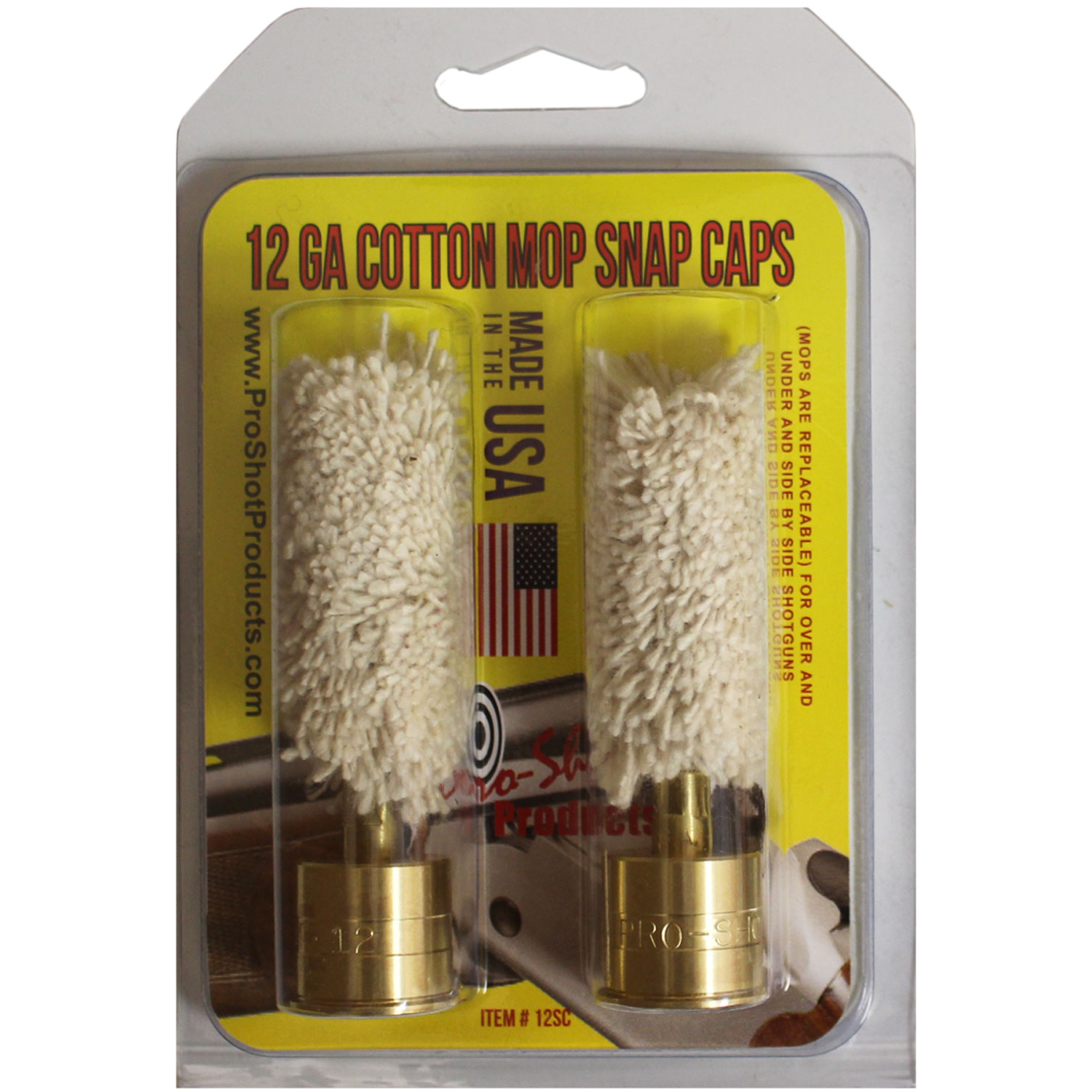 Pro-shot 12 Gauge Snap Cap With Cotton Mop - 2 Pack