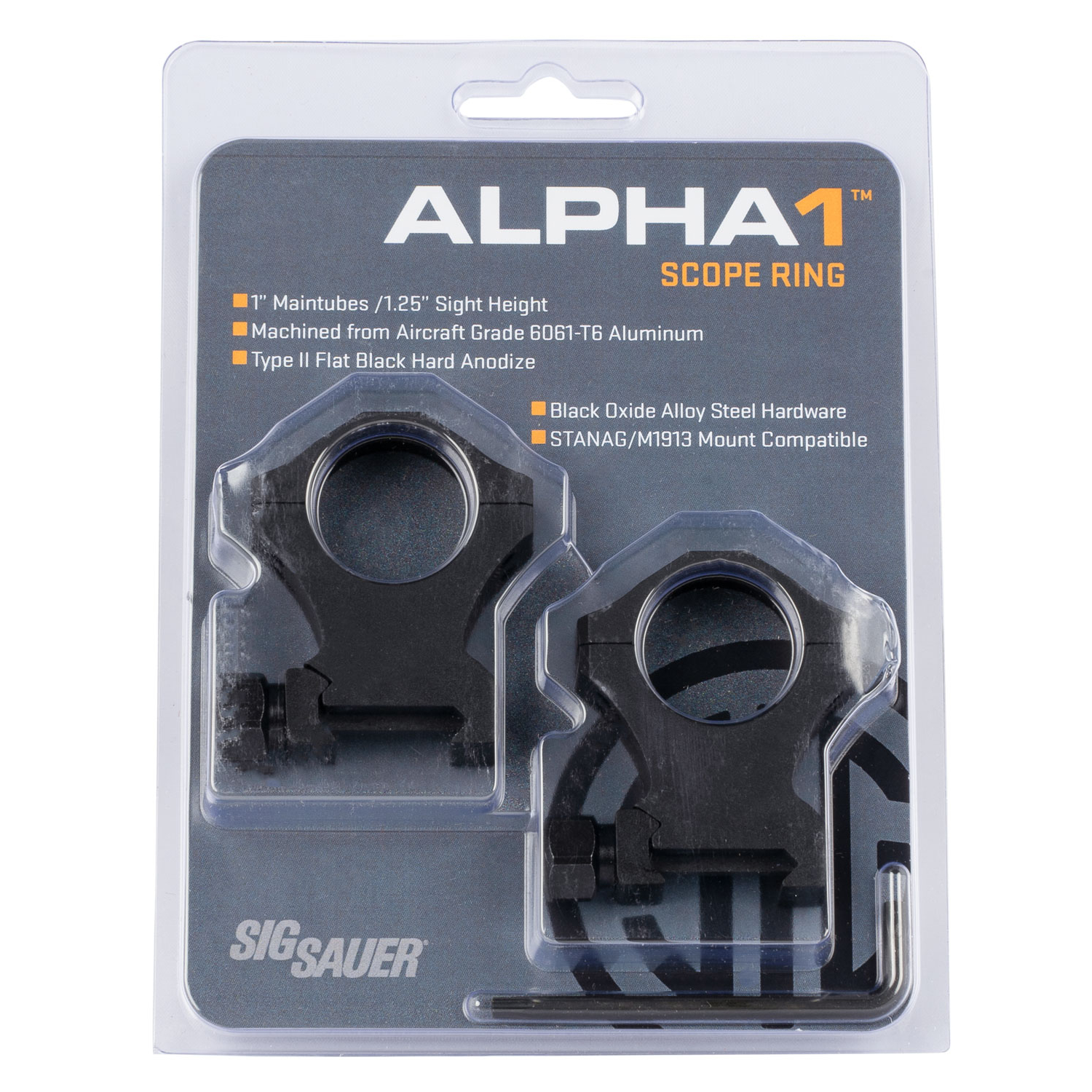 Sig SOA10022 Alpha 1 1 Extra High Matte Black Scope Rings