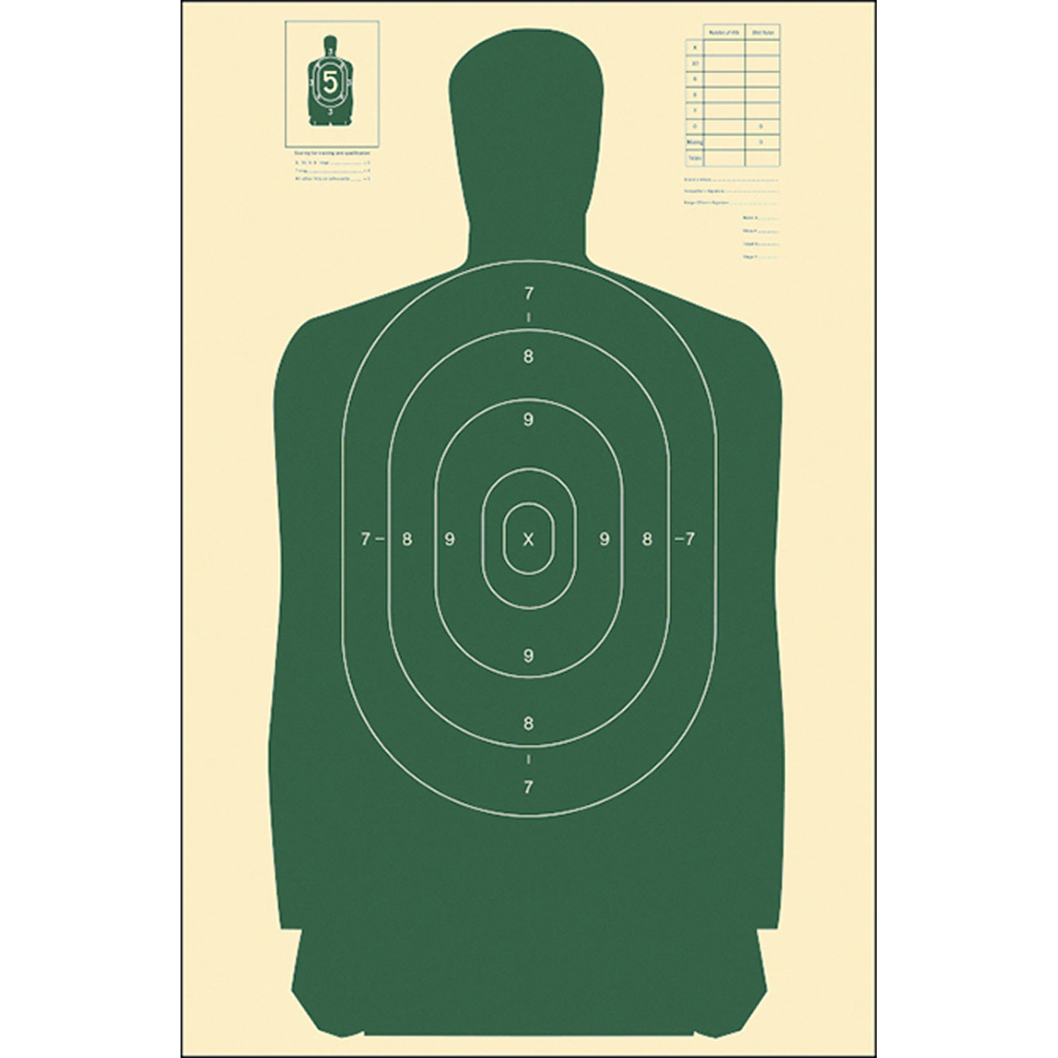 Action B-27SGREEN Standard Silhouette Target 100BX