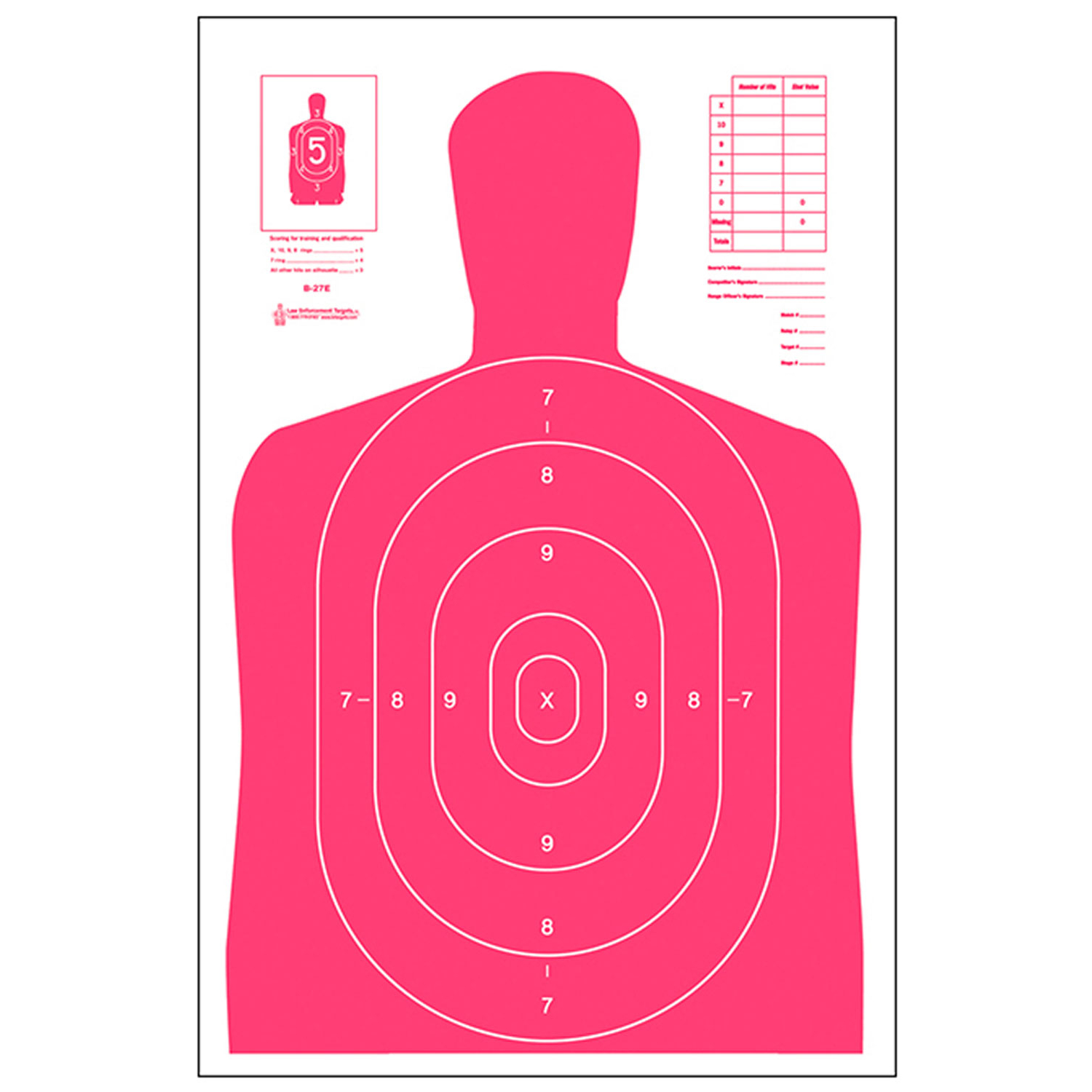 Action Target B27ERD100 High Visibility Fluorescent Red/white Target 100BX