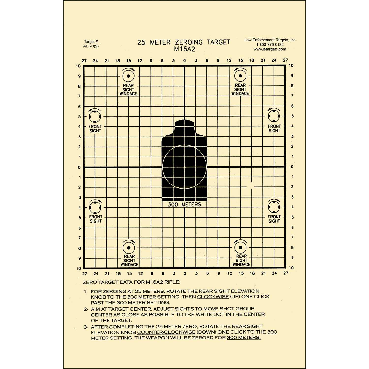 Action Target ALTC2100 25 Meter Sighting Zeroing Target 100BX