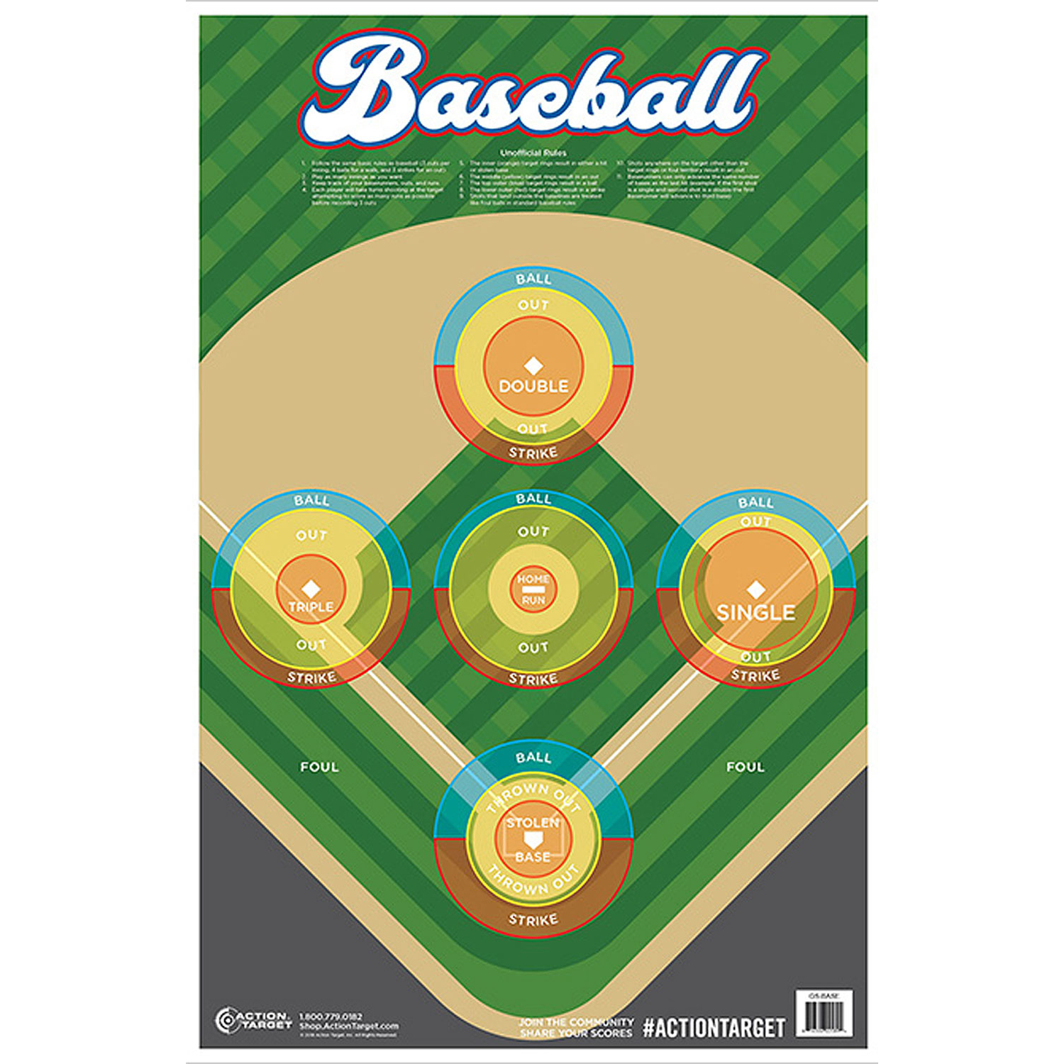 Action GSBASE100 Baseball 100BX Multi-color Hanging Target