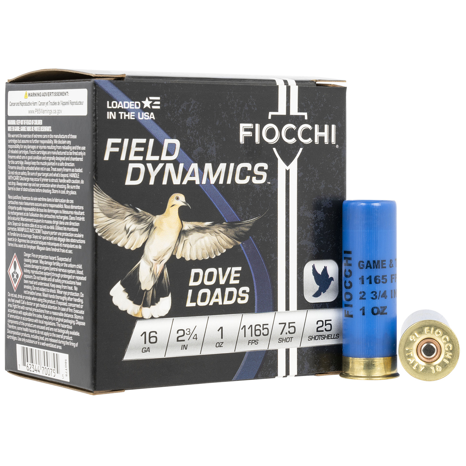Fiocchi Dove & Quail 16GA 2.75 1OZ 7.5 Shot 25-RD