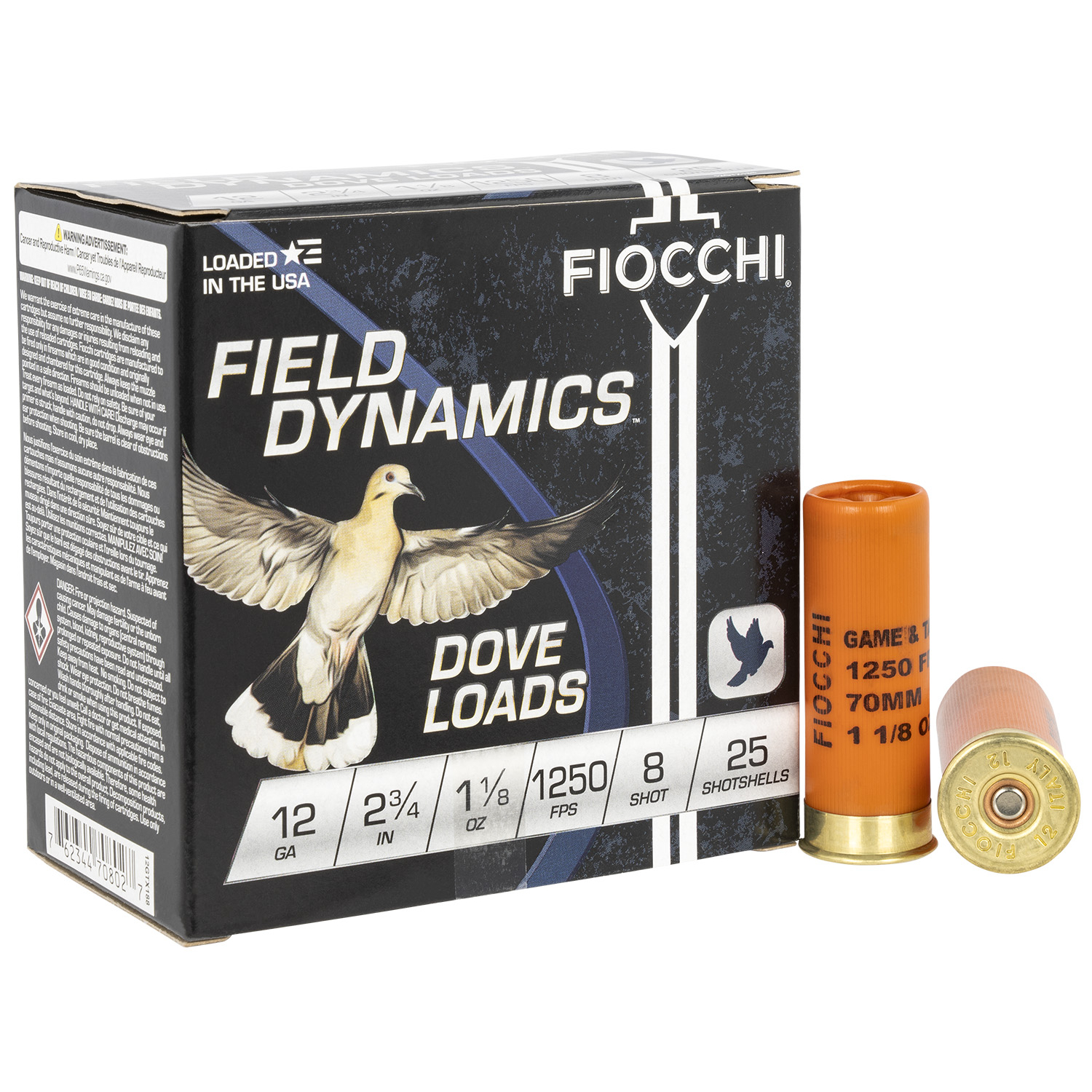 Fiocchi Dove & Quail 12GA 2.75 1 1/8 Oz 8 Shot 25-RD