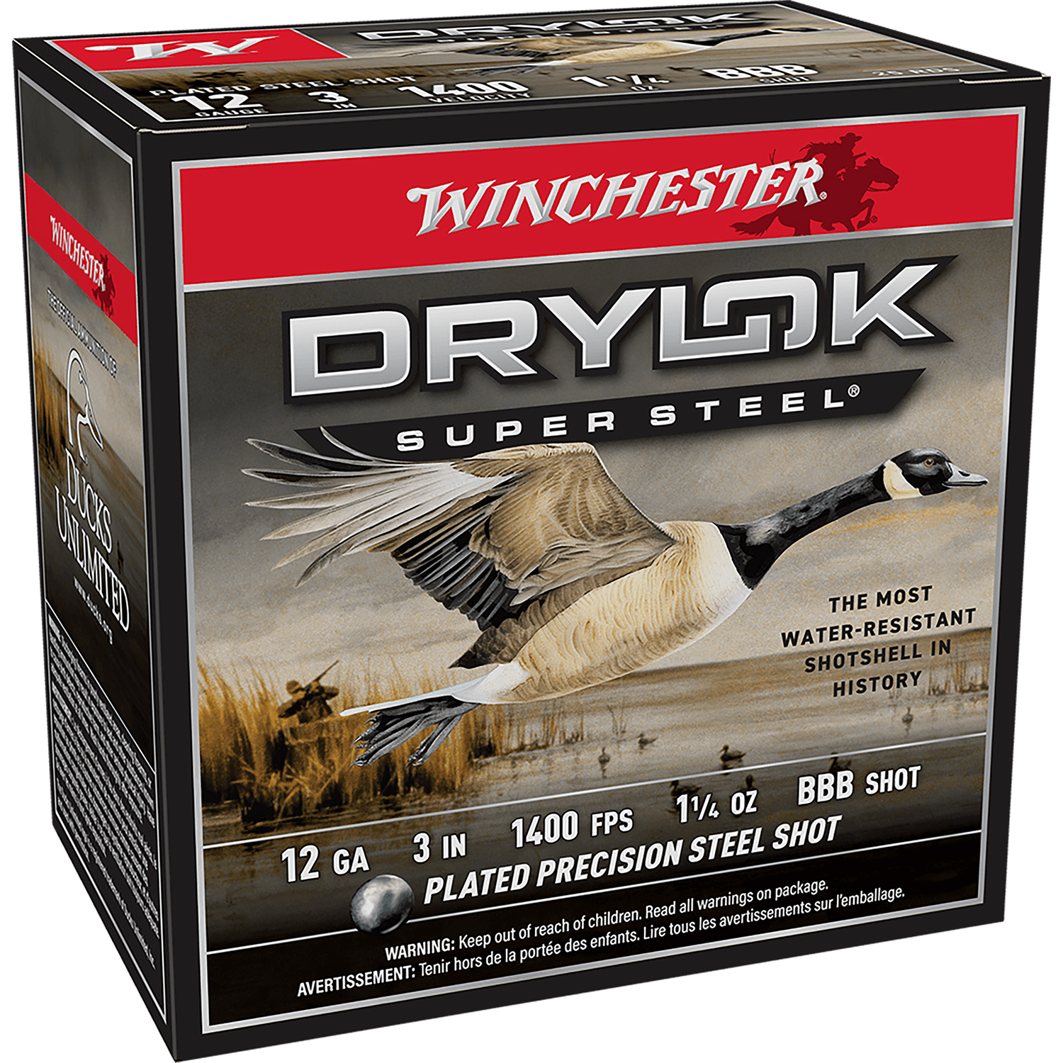 Winchester Drylok Magnum Plated Load 12 Ga 3 1 1/4 Oz Bbb Shot 25 Rd
