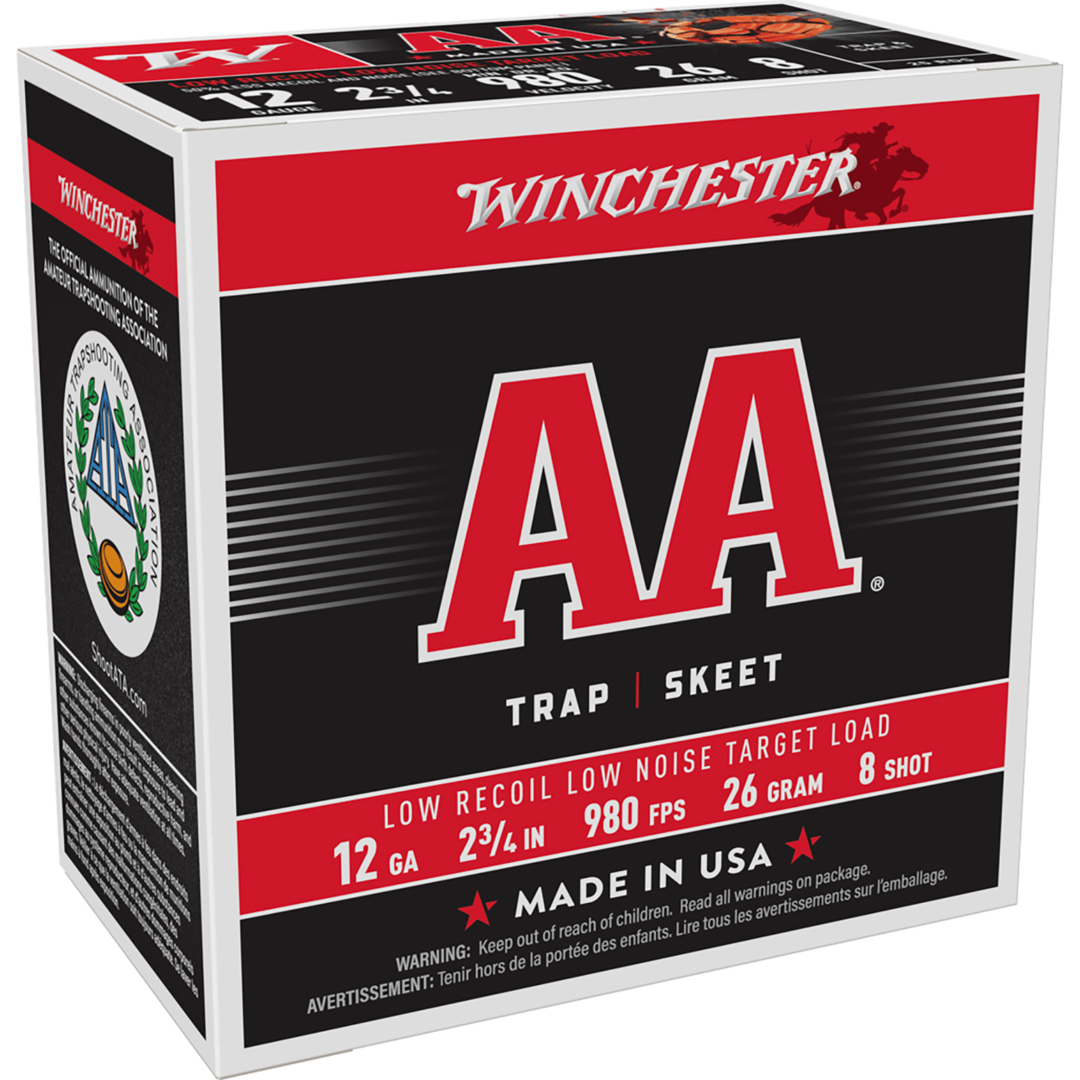 Winchester Aa 12GA Low Recoil 2.75 26G 8 Shot 25 Rd.