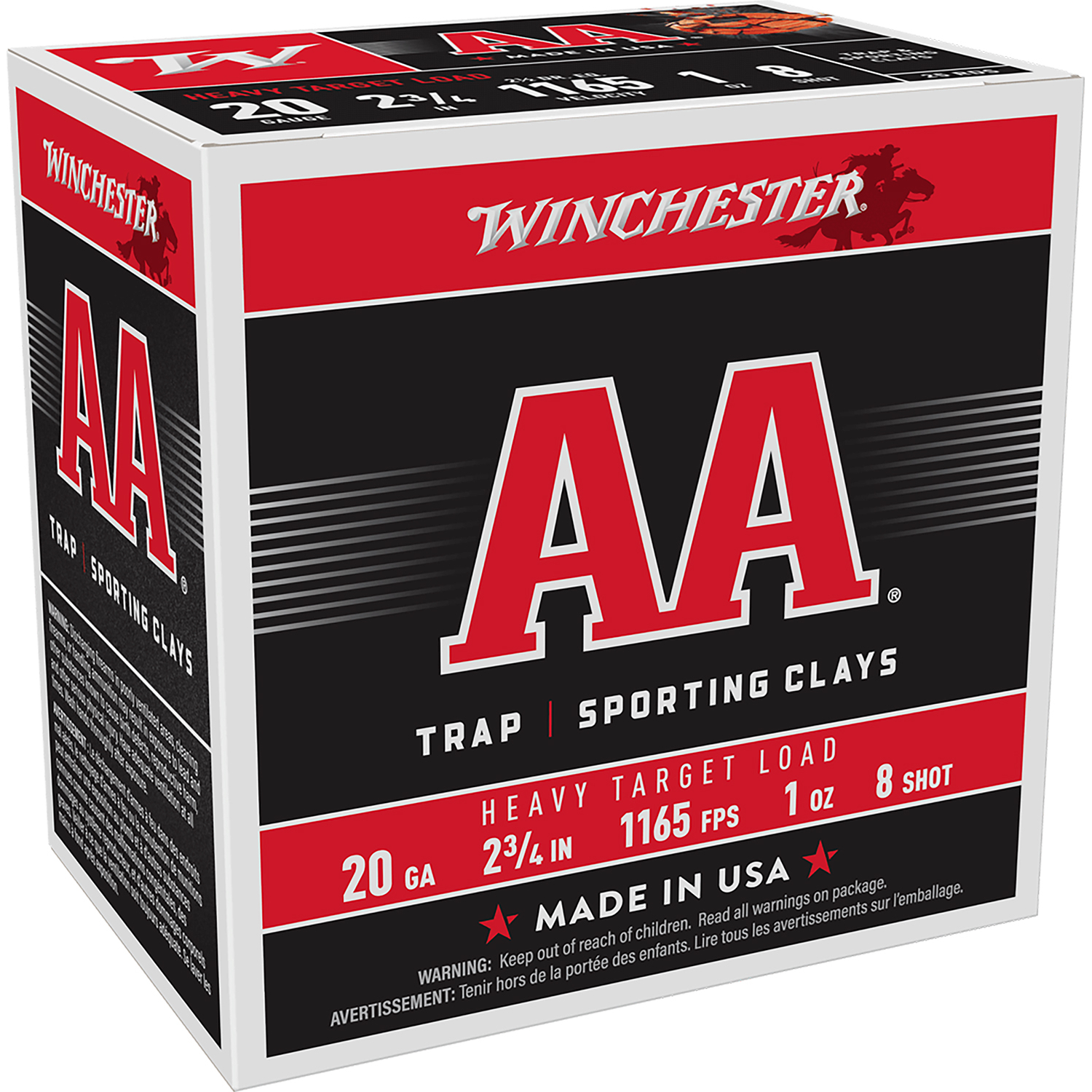 Winchester Aa Heavy Target Load 20GA 2.75 1OZ 8 Shot 25 Rd.