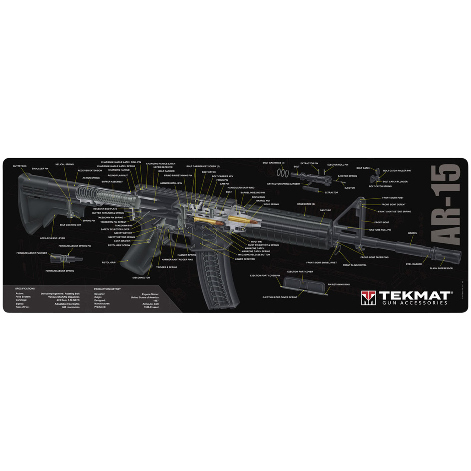 Tekmat AR-15 Cutaway Cleaning Mat 12X36