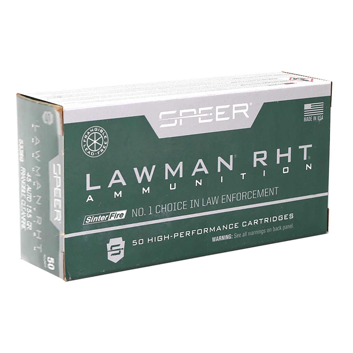 Speer Lawman 45 Auto 155 Gr Frangible Ammo 50RD