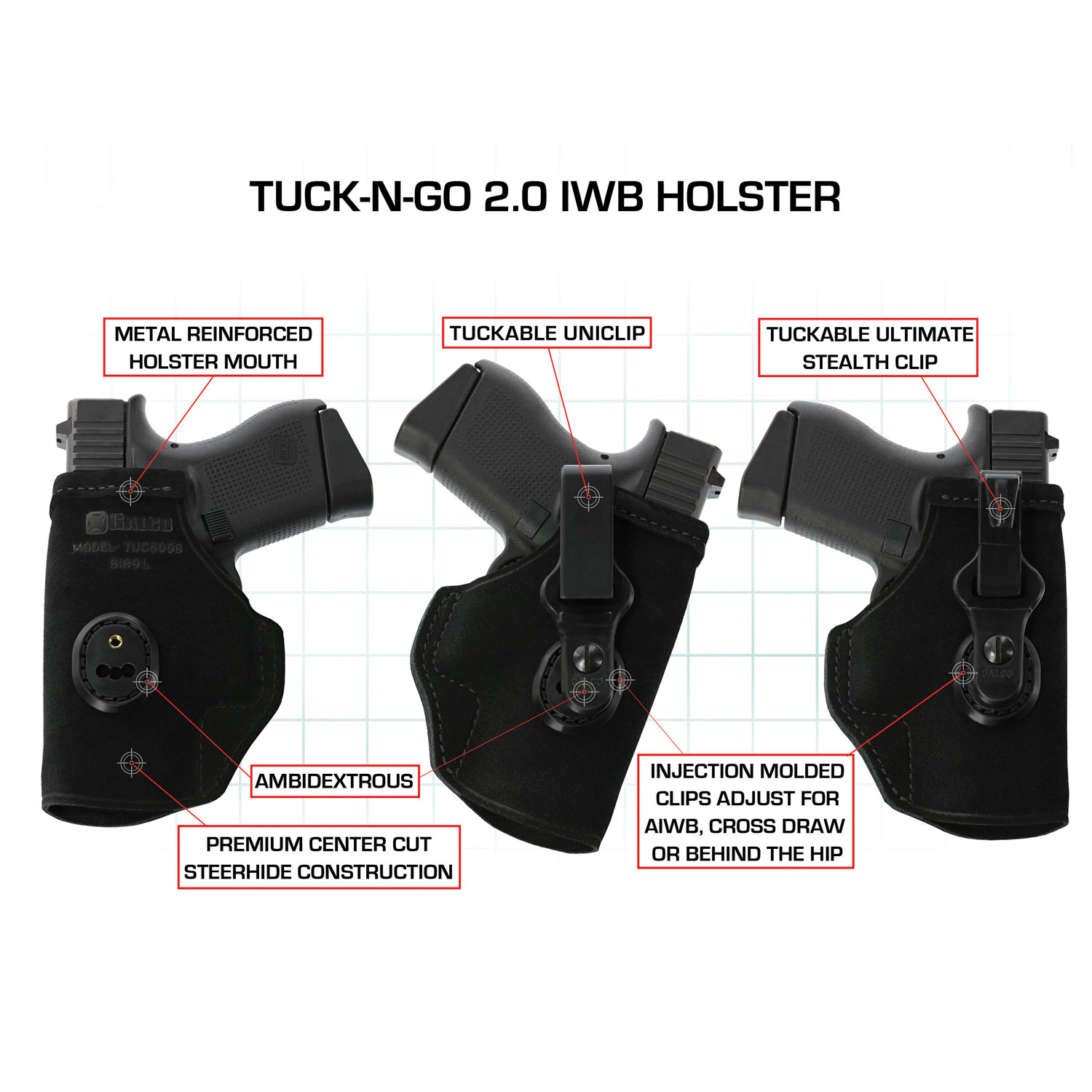 Galco TUC652B Tuck-n-go 2.0 Iwb Holster Black Right Hand - Image 3