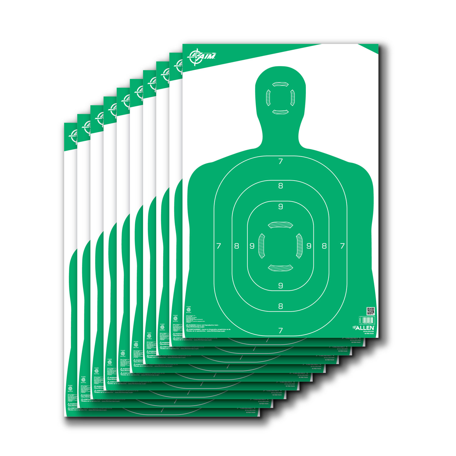 Allen Ez-aim Silhouette Target Green 12X18 10 Pack