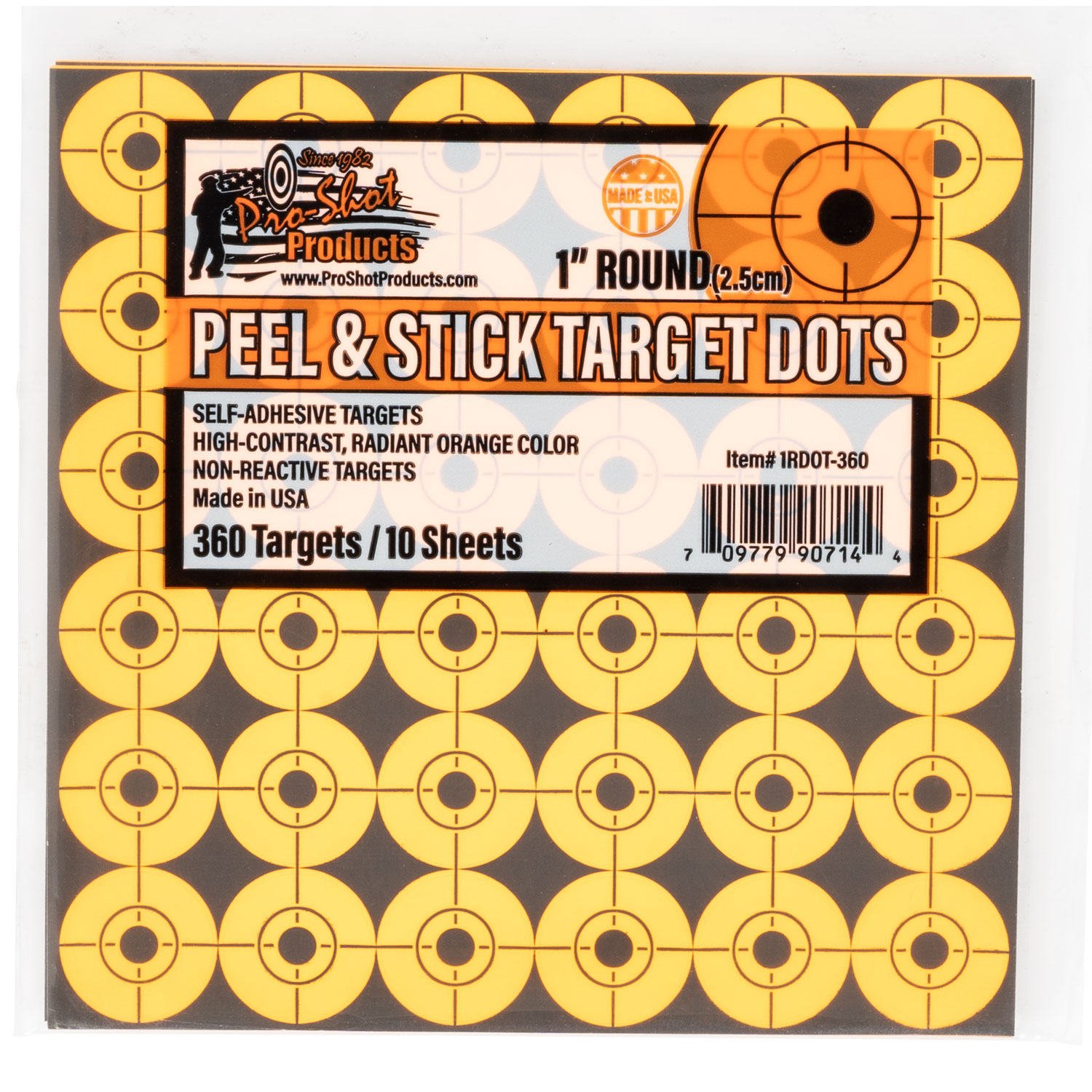 Proshot 1RDOT-360 Peel & Stick Target Dots 1 Orange 10 Pack
