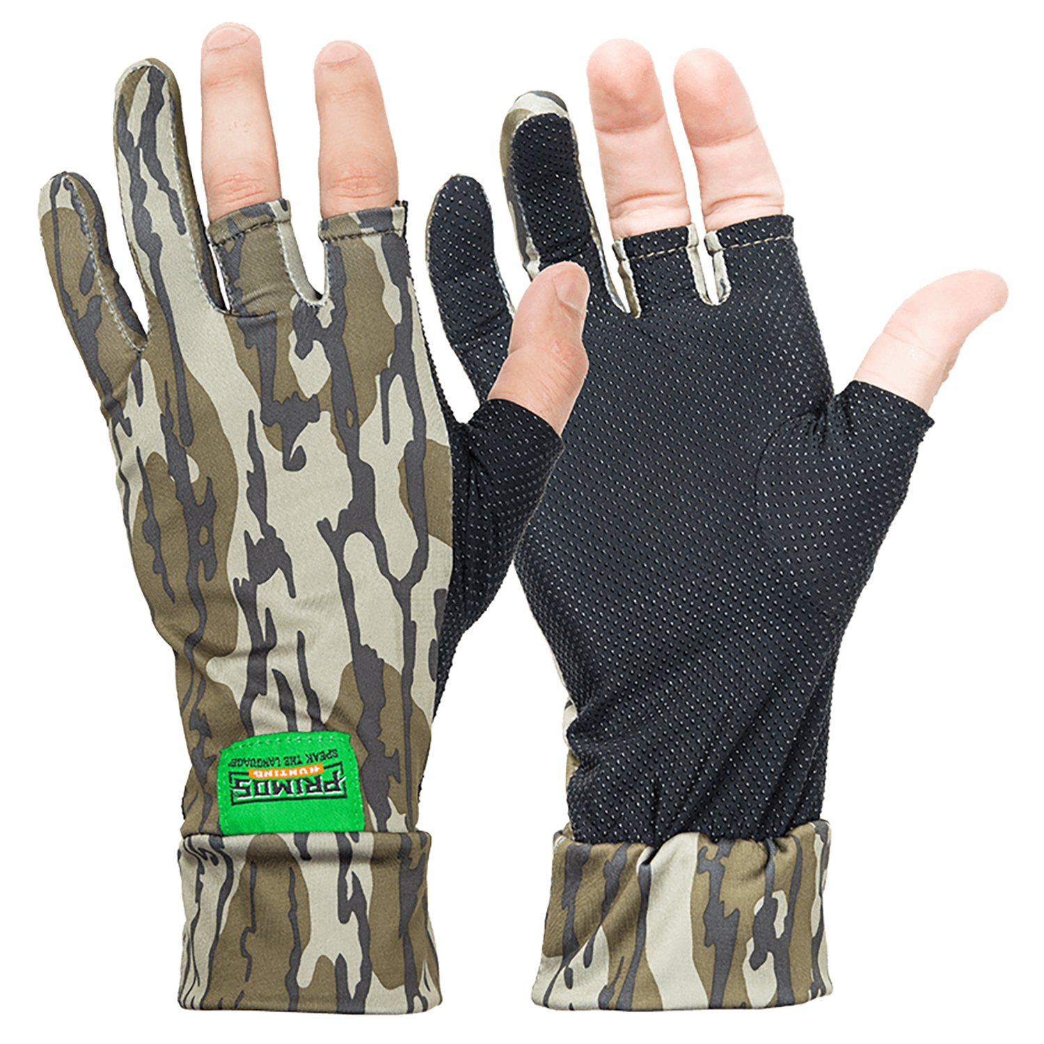Primos Stretch Fingerless Gloves Mossy Oak Bottomland