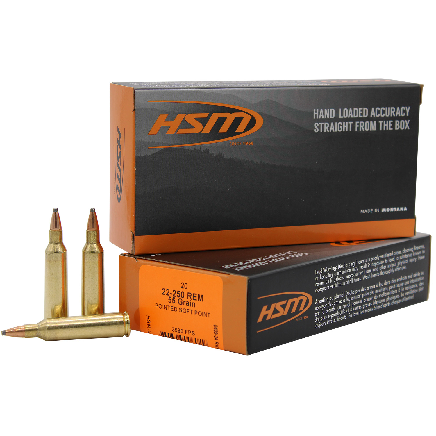 Hsm Varmint .22-250 Rem 55 Gr Soft Point 20 Rounds