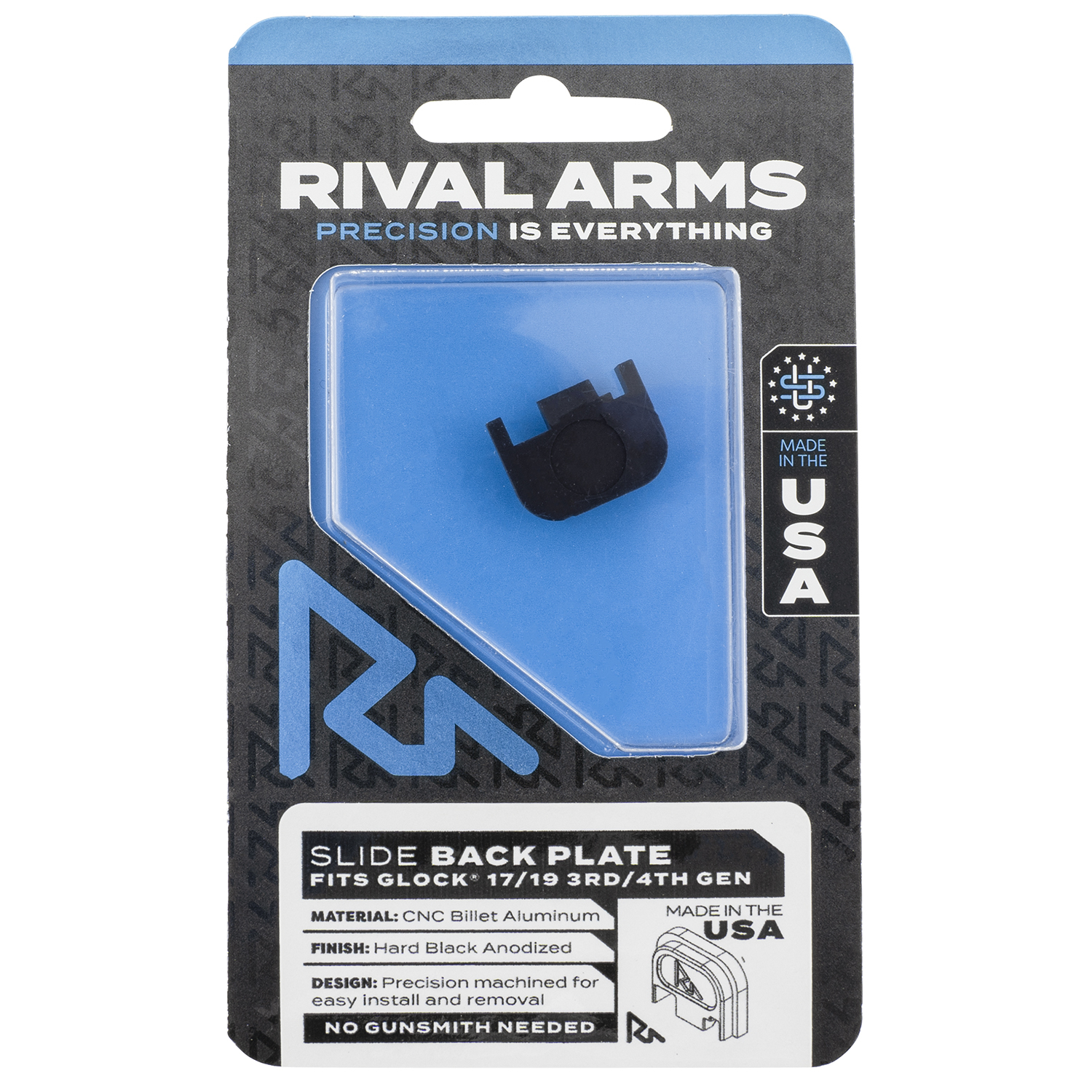 Rival Arms Slide Back Cover Plate for Glock GEN3/4 - Black