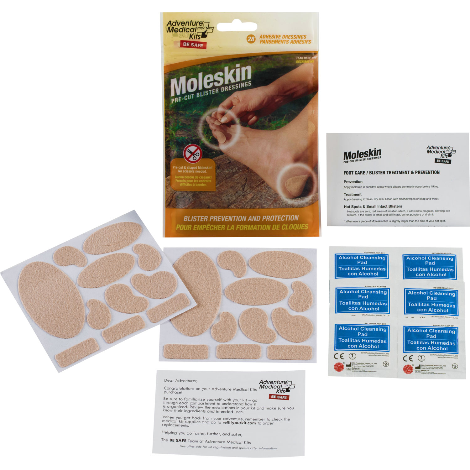 Adventure Medical Kits Moleskin Precut and Shaped Brown 22 Shapes