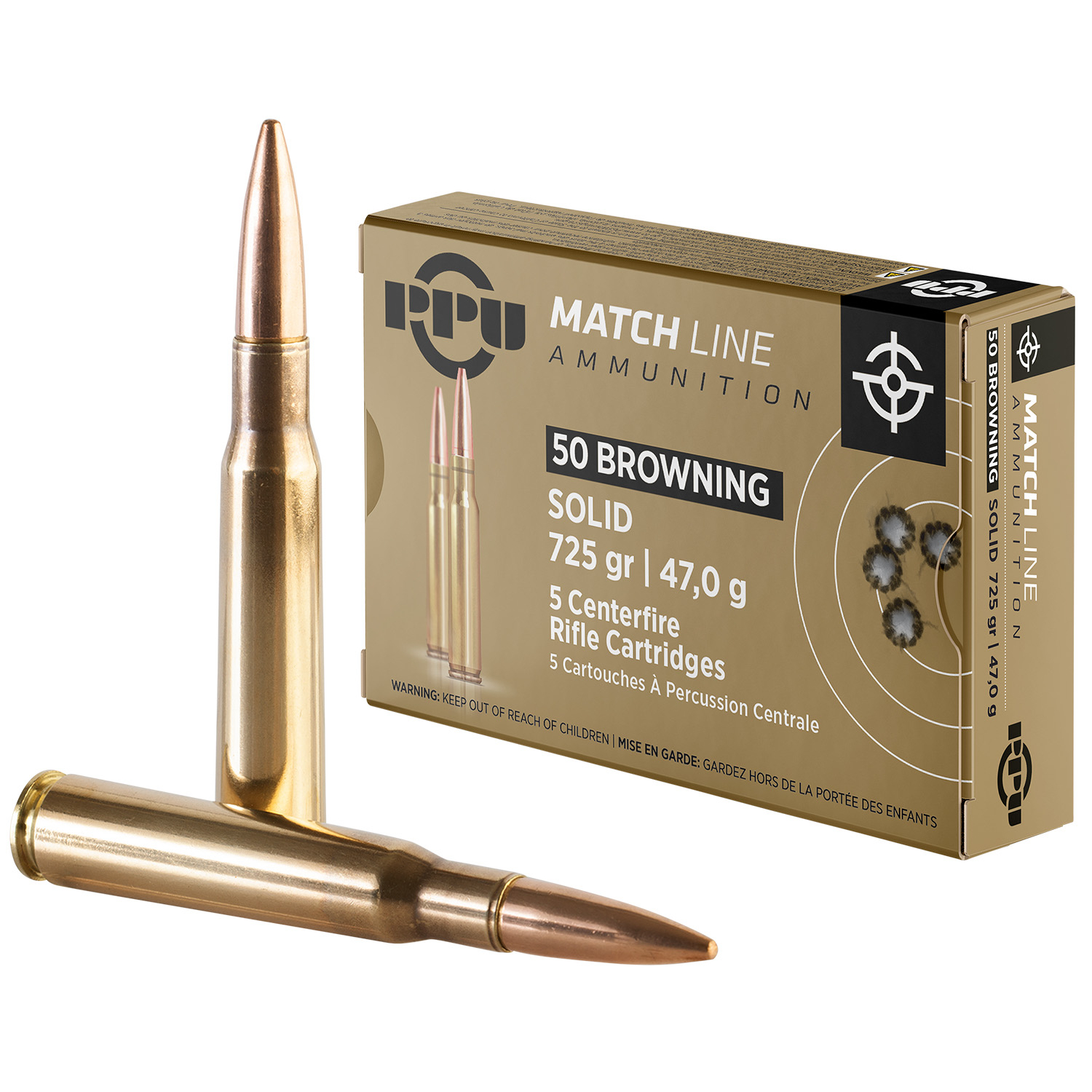 Ppu PPM50 50BMG Match 725GR Fmj 5/20