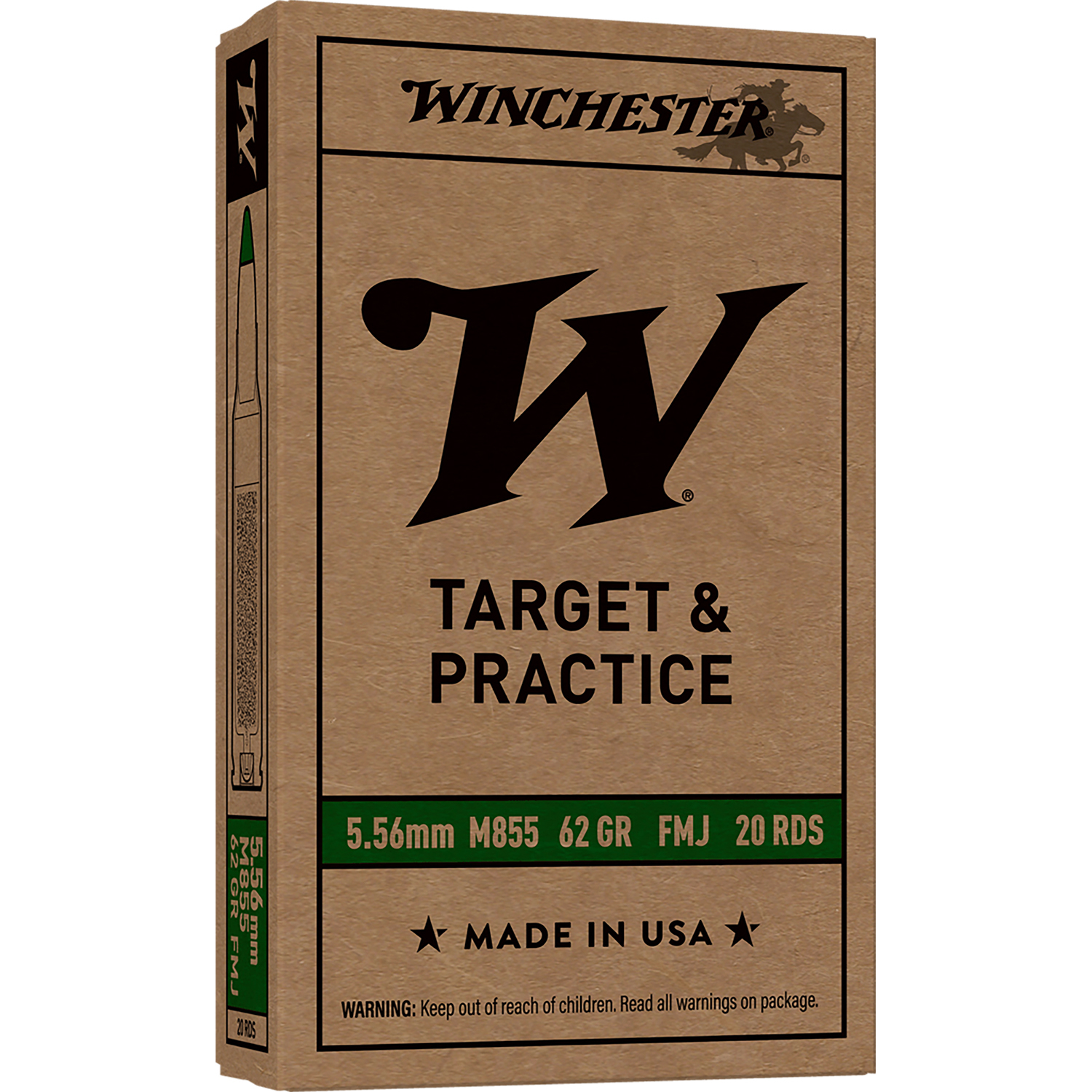 Winchester 5.56MM M855 62GR Fmj Green Tip 20RD