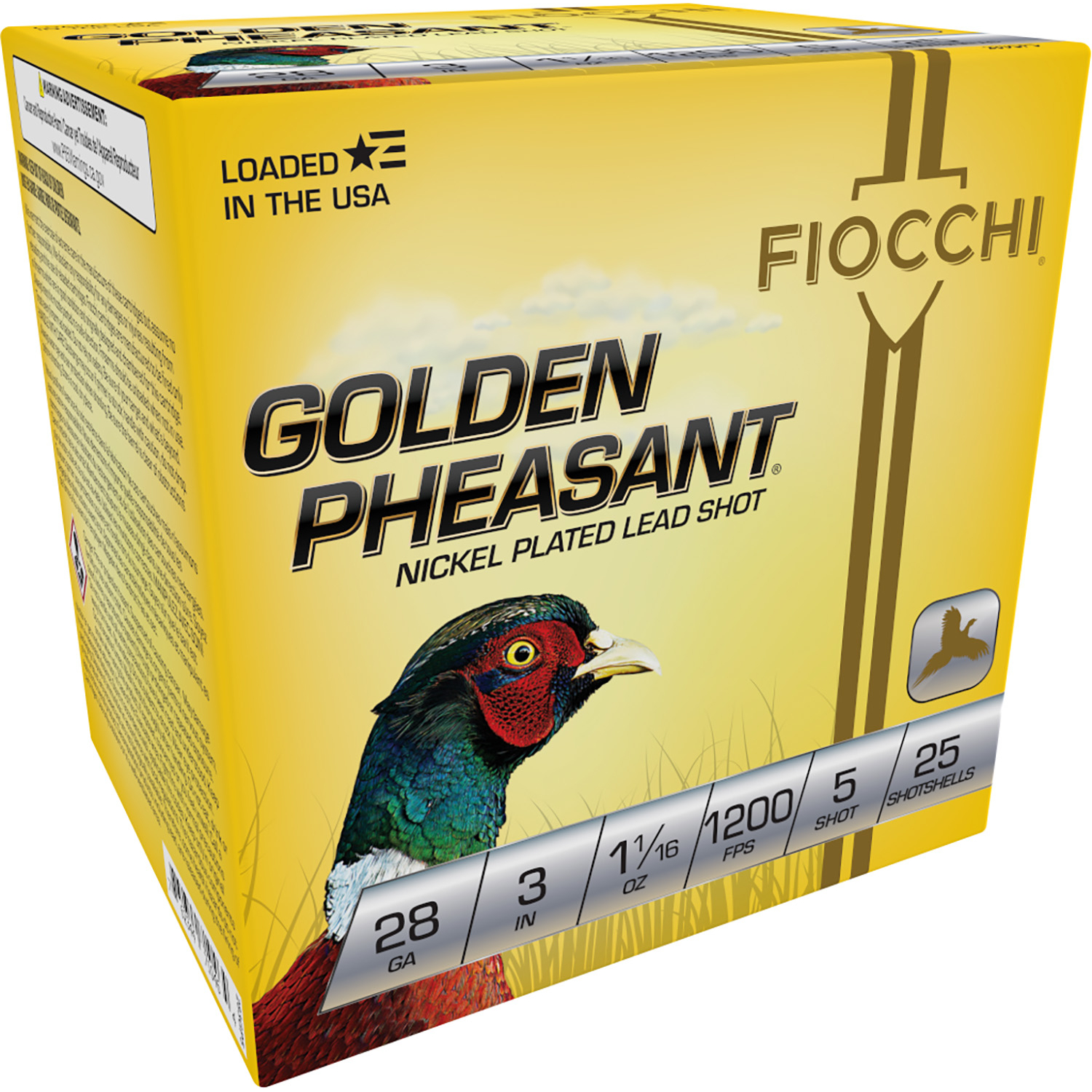 Fiocchi Golden Pheasant Shotgun Loads 28 Ga 3 in 1 1/16 Oz 5 Shot 25 Rd
