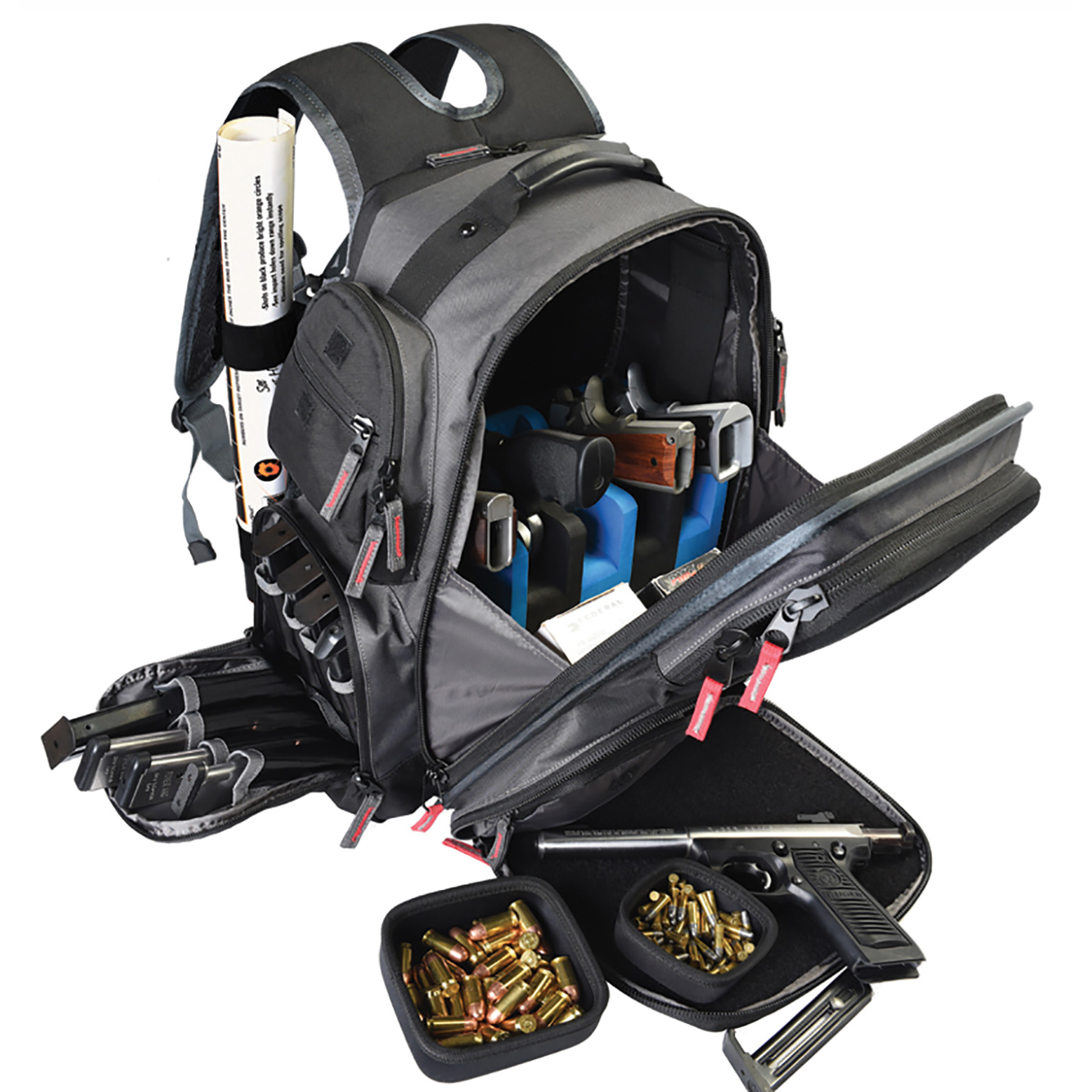 Gps 1812BPG Executive Backpack Gray Holds 5 Handguns