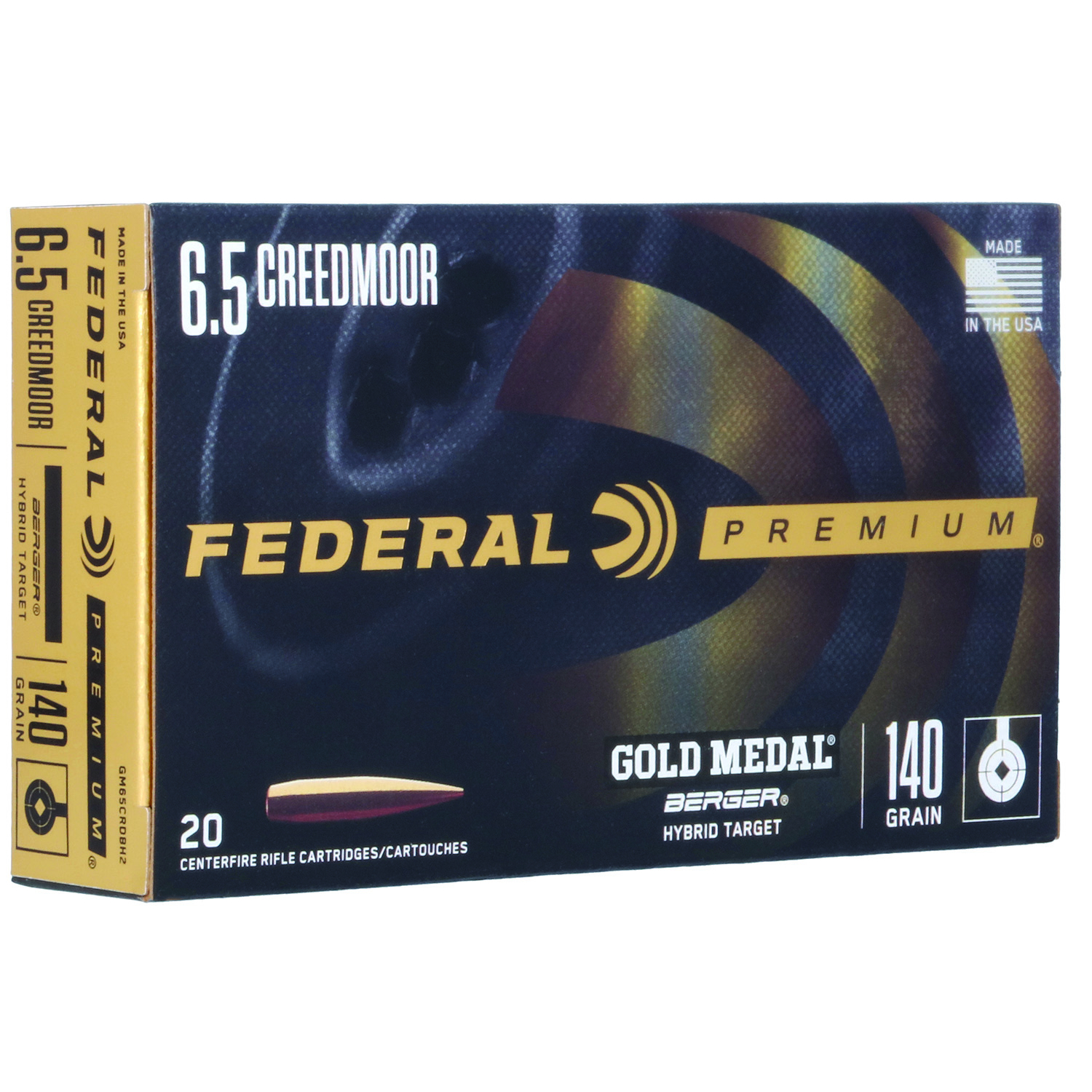 Federal Gold Medal 6.5 Creedmoor 140 Gr Berger Hybrid Target Ammo 20RD