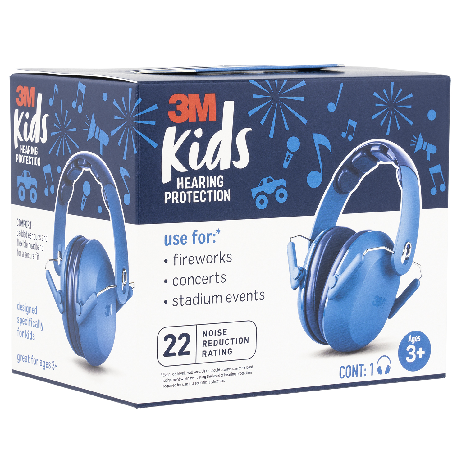 Peltor Kids Hearing Protection NRR22 Blue Over the Head Muffs - Image 2