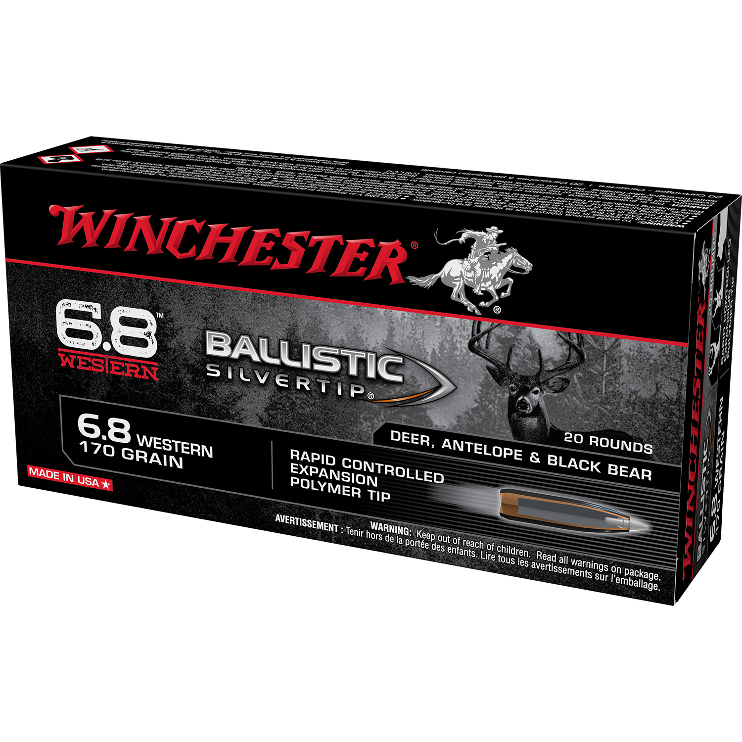 Winchester Ballistic Silvertip 6.8 Western 170 Gr 20RD