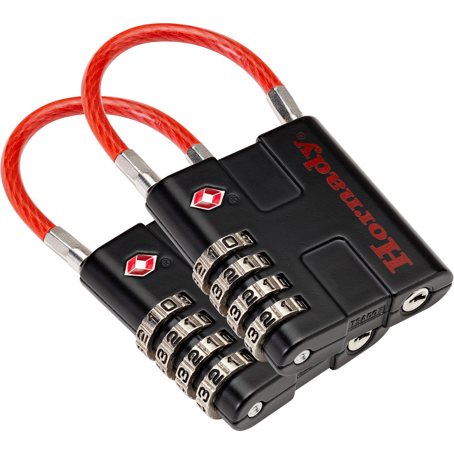 Hornady Tsa Padlock With Cable 2 Pack - Black/red