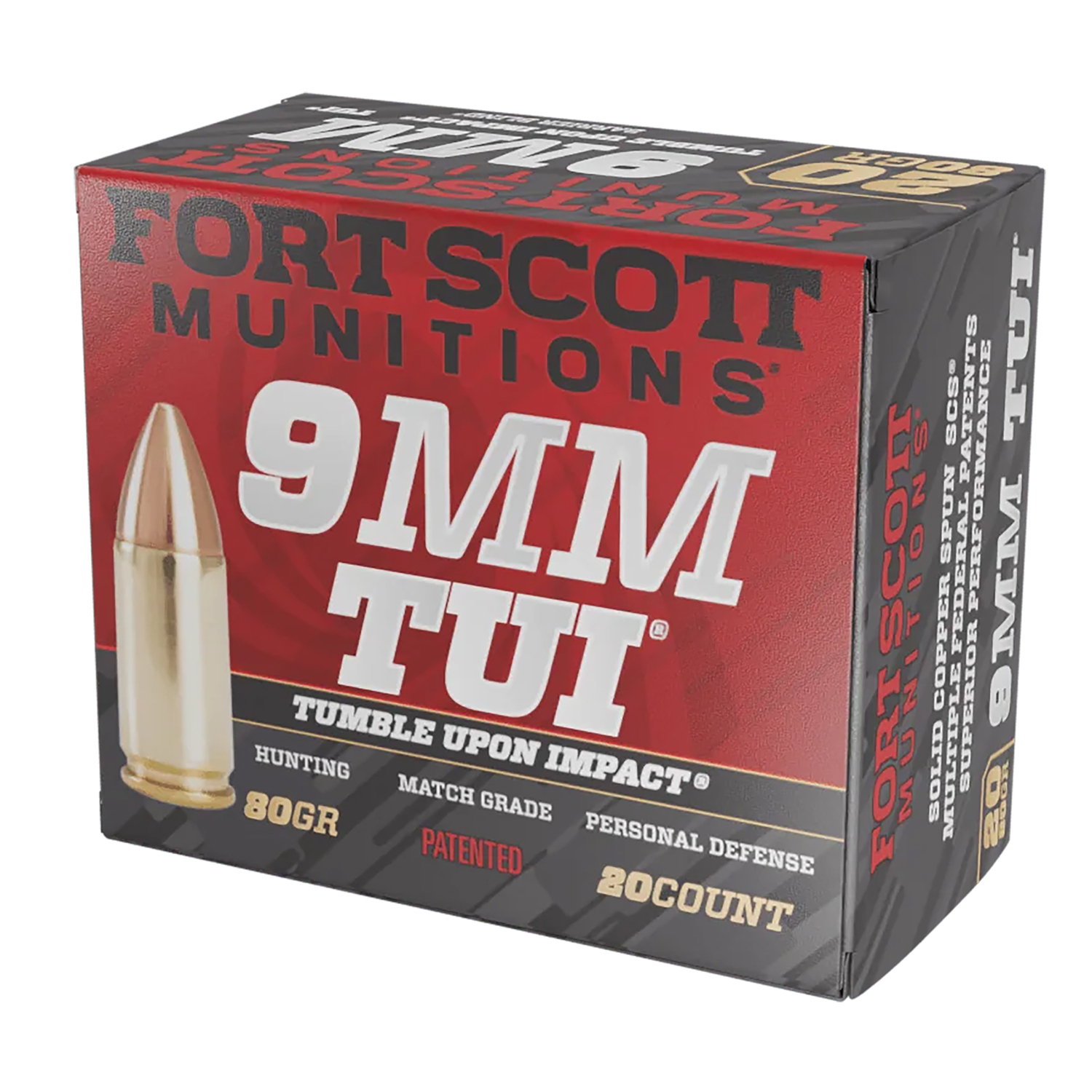 Fort Scott Munitions 9MM 80GR Tui Brass Case 20-RD