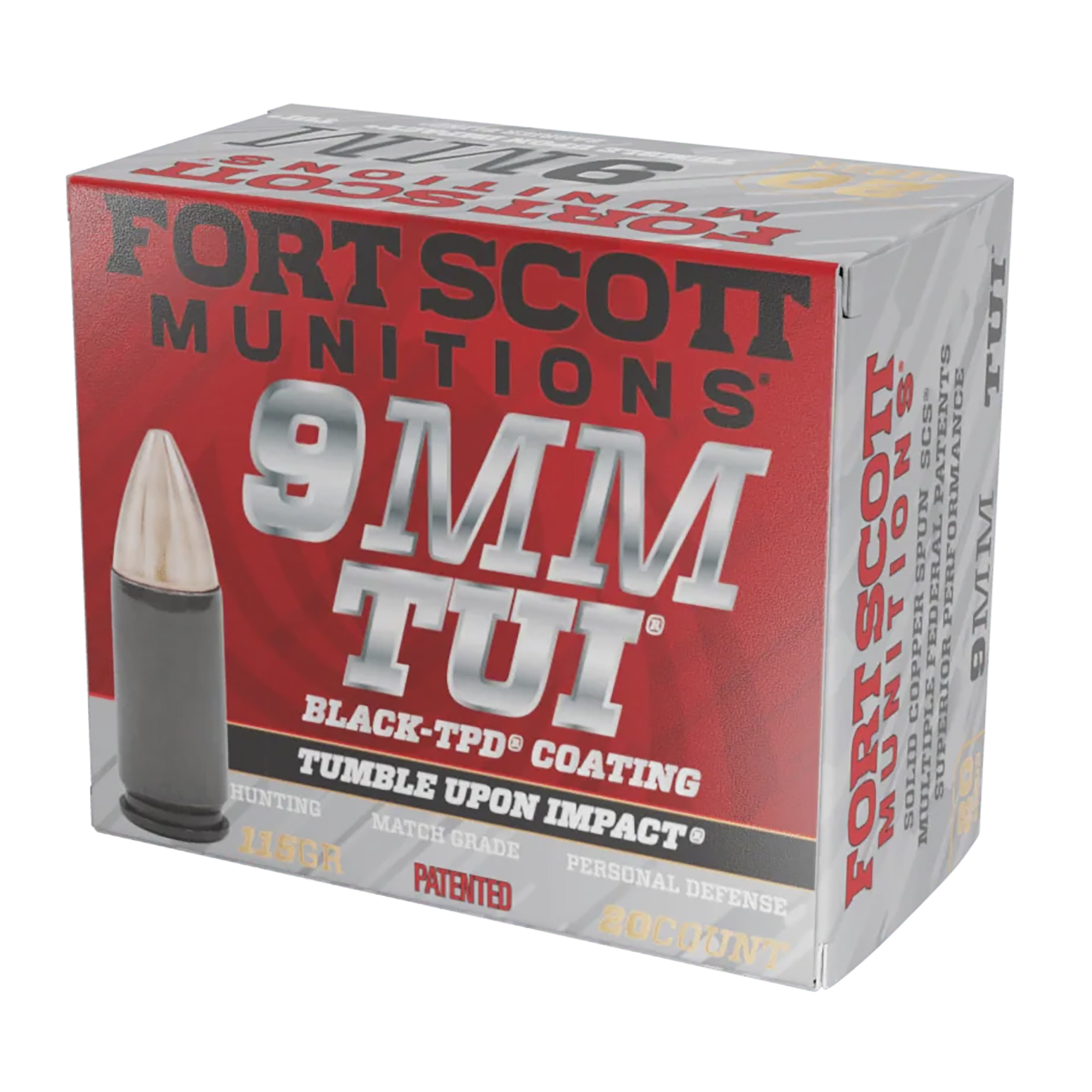 Fort Scott Munitions 9MM 115GR Tui Lead Free Ammo 20-RD 25 Boxes