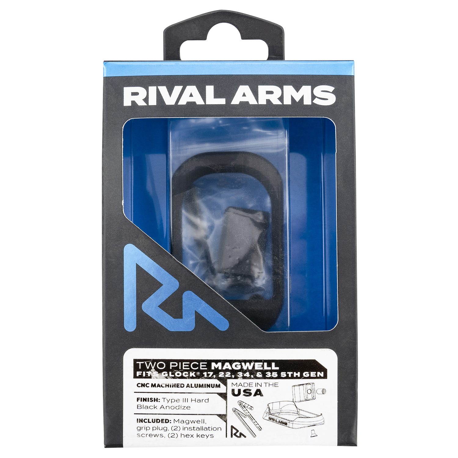 Rival RARA70G121A Two Piece Magwell for Glock 17 GEN5 Black