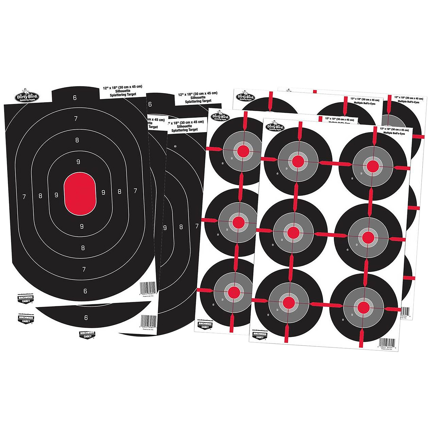 Birchwood Casey Dirty Bird Combo Pack Silhouette/bullseye Target 12X18